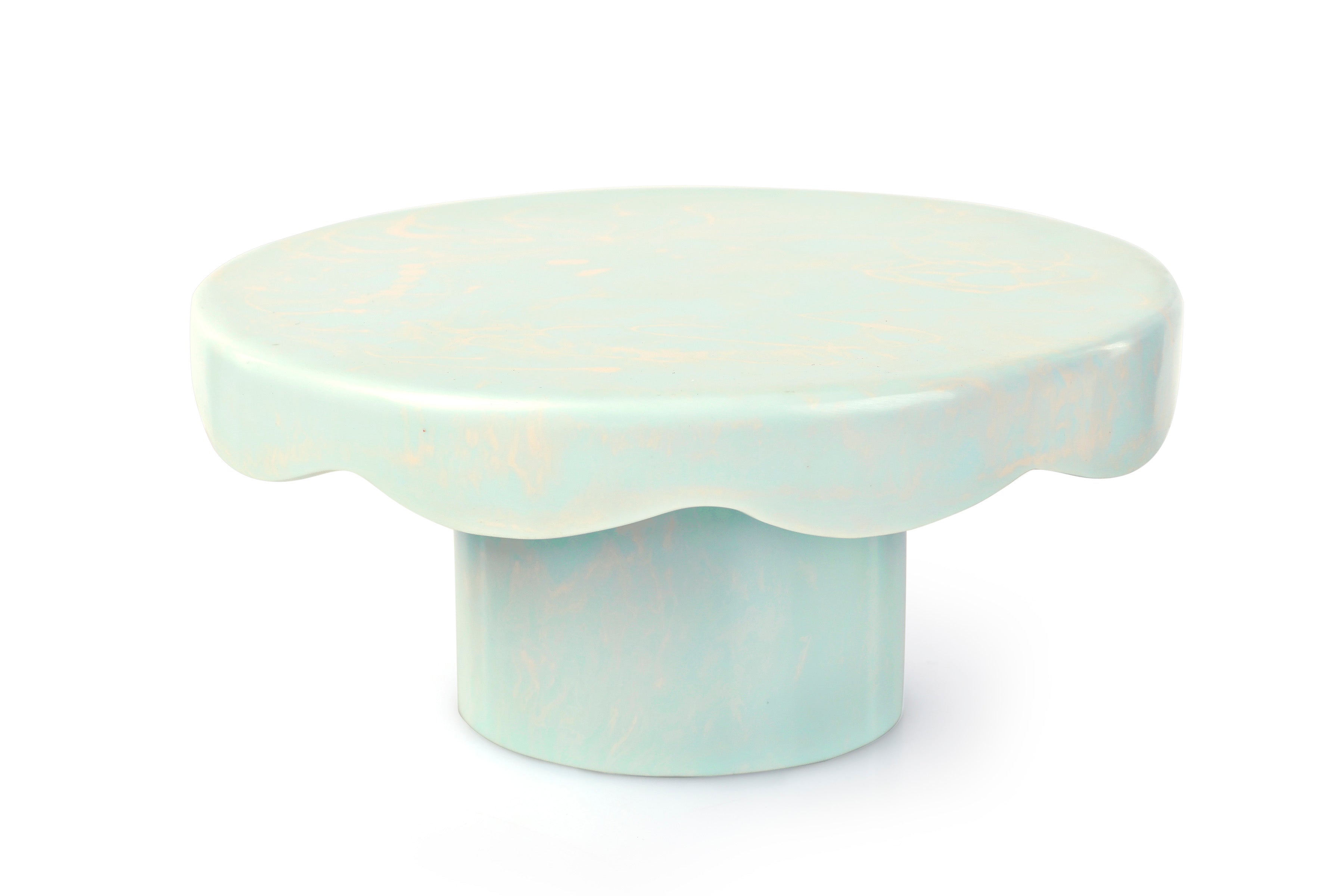Blue Scallop Resin Cake Stand | Hand-Poured Resin | 9.5 In