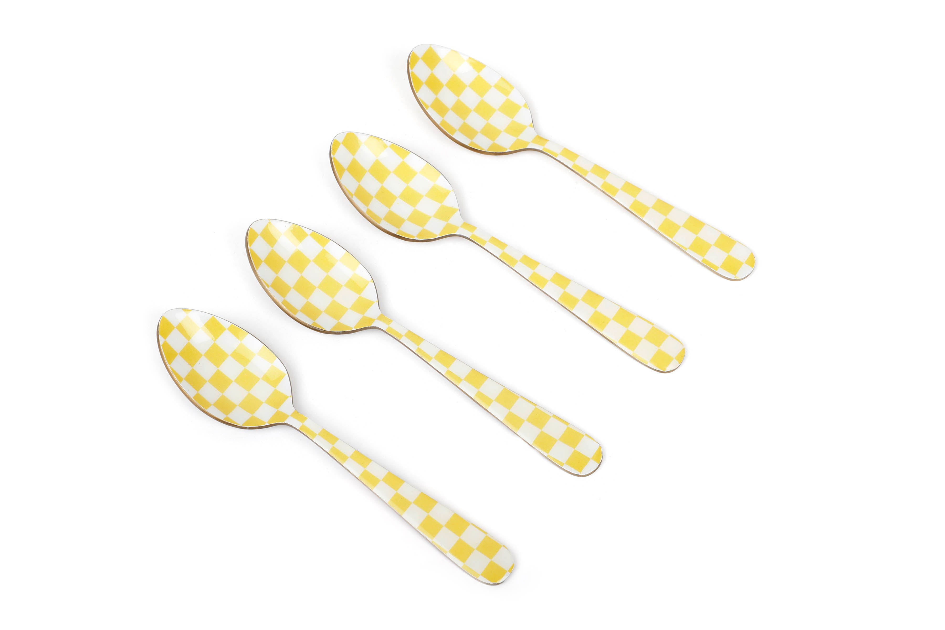 Yellow Enamel Spoon Set of 4 5.4x1 Inches - Casa Amarosa