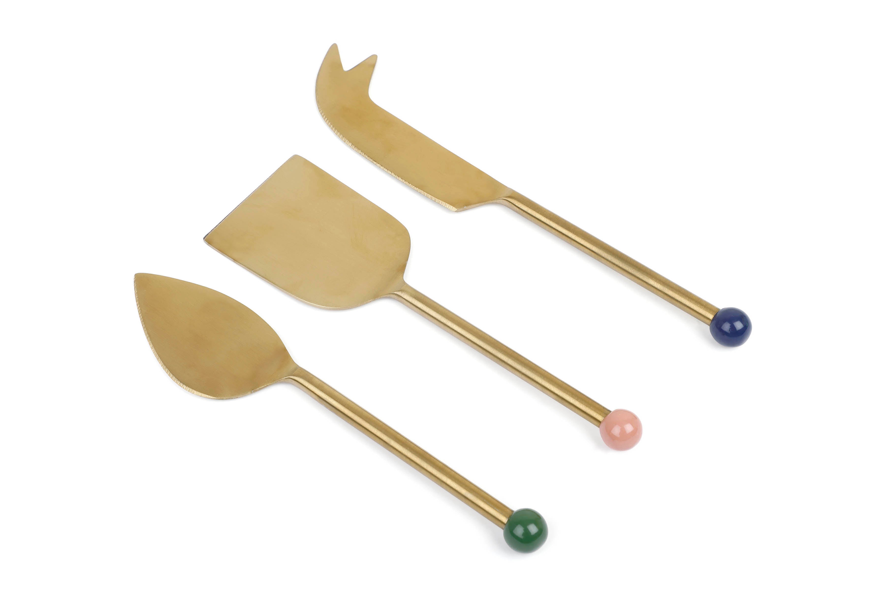 Brass Finish Cheese Knife Set , (Set of 3) - 6.5 x 2 Inches