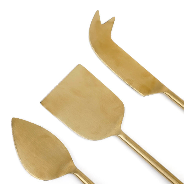 Brass Finish Cheese Knife Set , (Set of 3) - 6.5 x 2 Inches