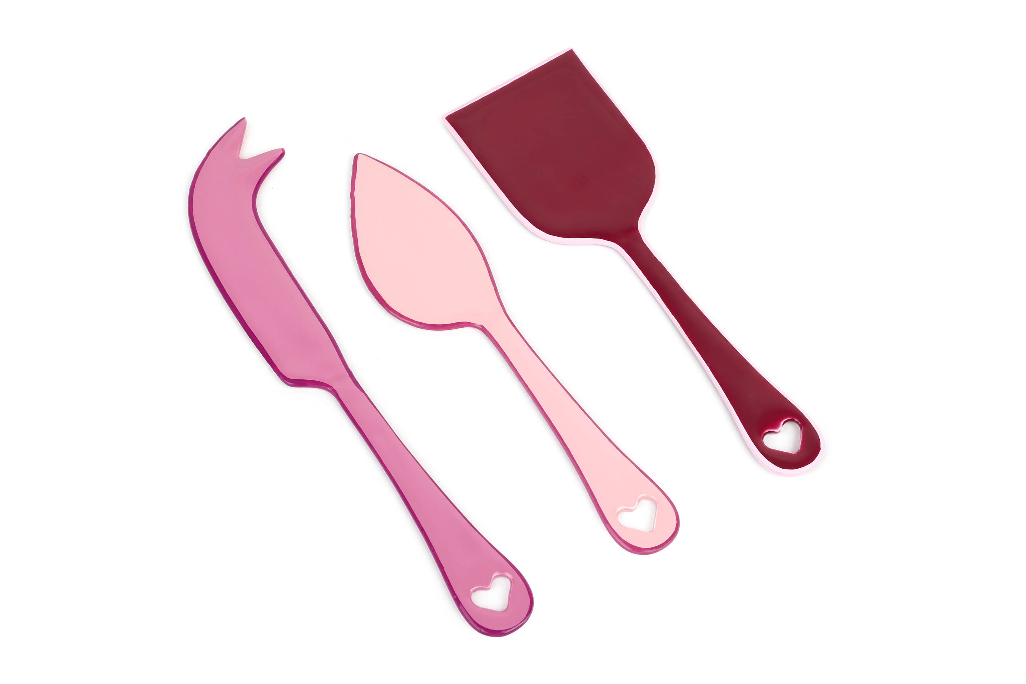 Enamel Cheese Knife Set , Pink (Set of 3) - 6.2 x 2 Inches