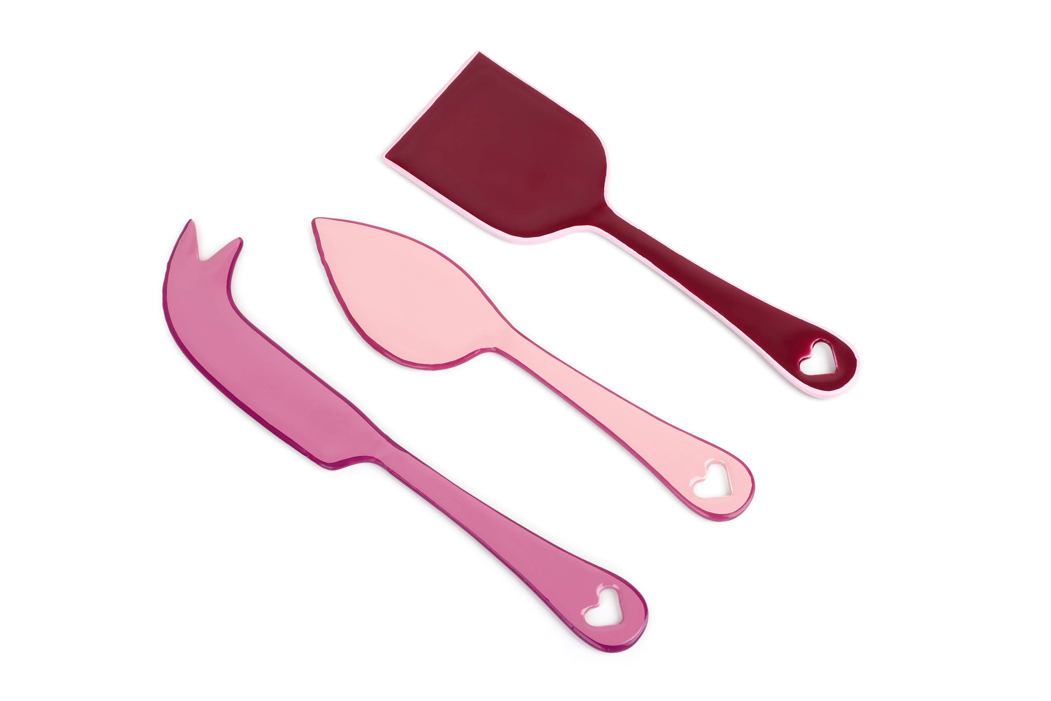 Enamel Cheese Knife Set , Pink (Set of 3) - 6.2 x 2 Inches