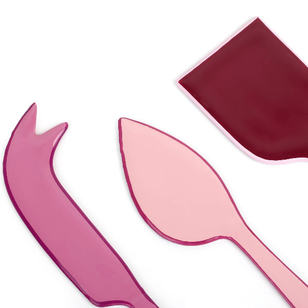 Enamel Cheese Knife Set , Pink (Set of 3) - 6.2 x 2 Inches