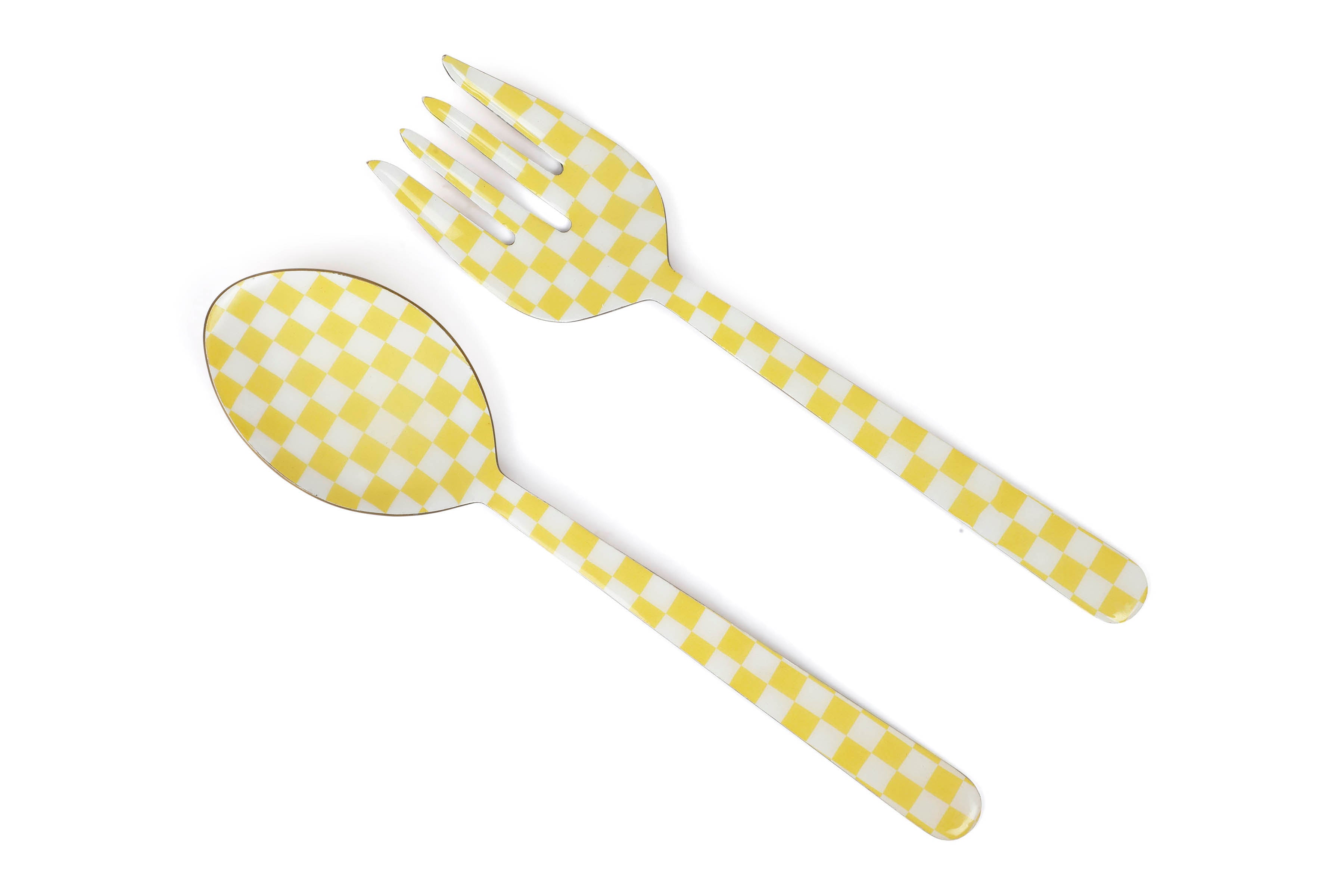 Yellow Enamel Salad Server (Set of 2) - 11 x 2.5 Inches