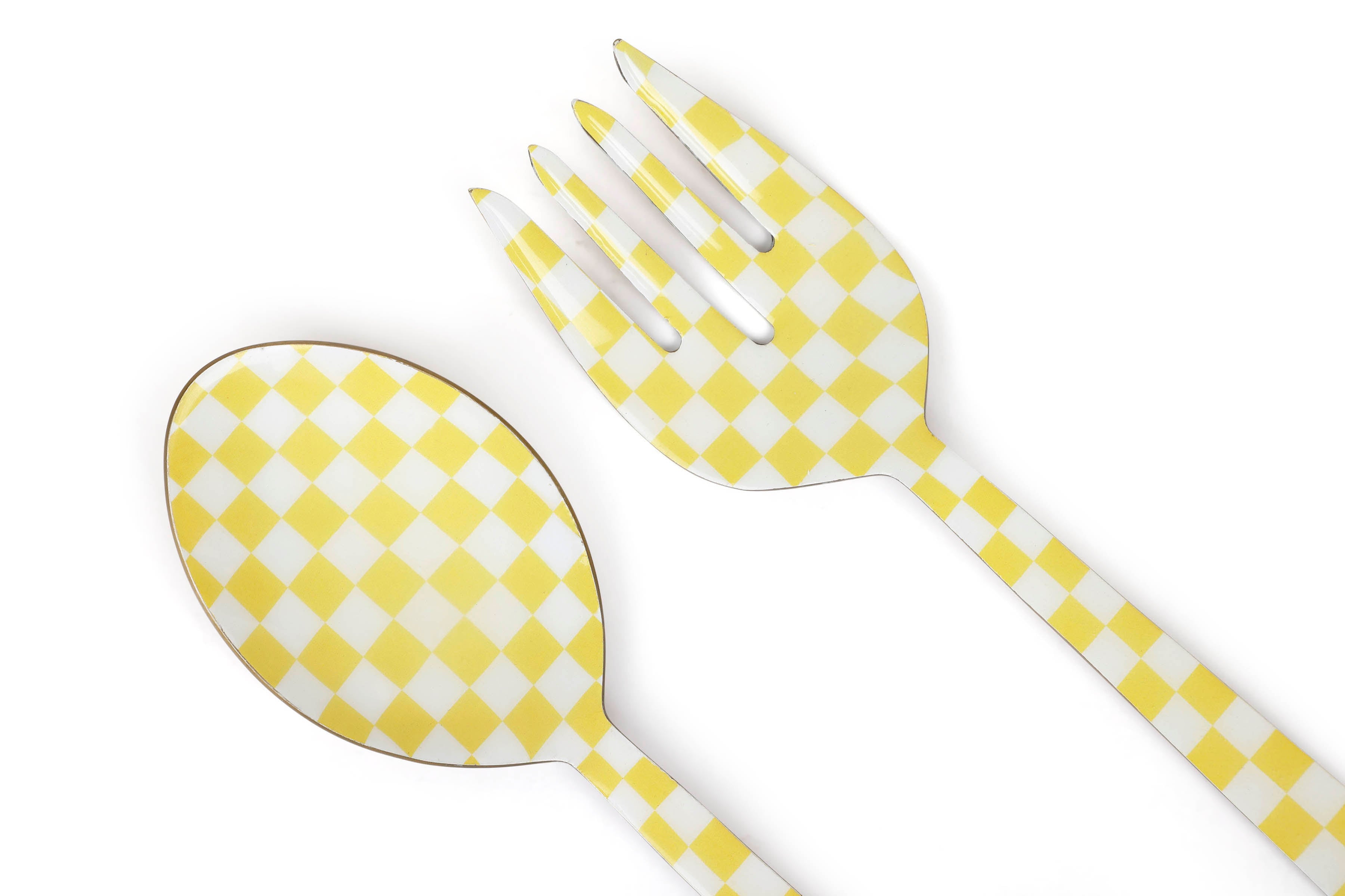 Yellow Enamel Salad Server (Set of 2) - 11 x 2.5 Inches