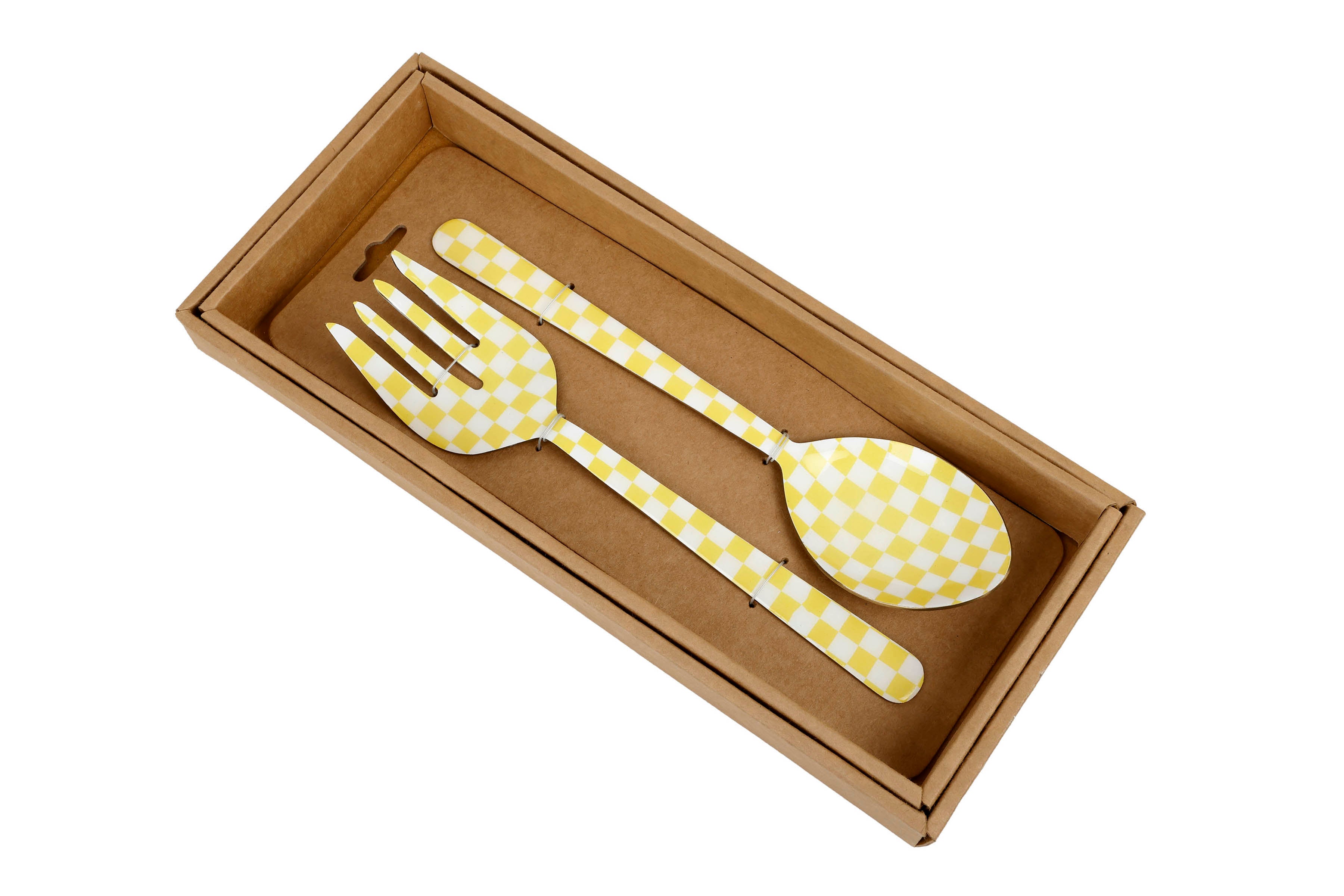 Yellow Enamel Salad Server (Set of 2) - 11 x 2.5 Inches
