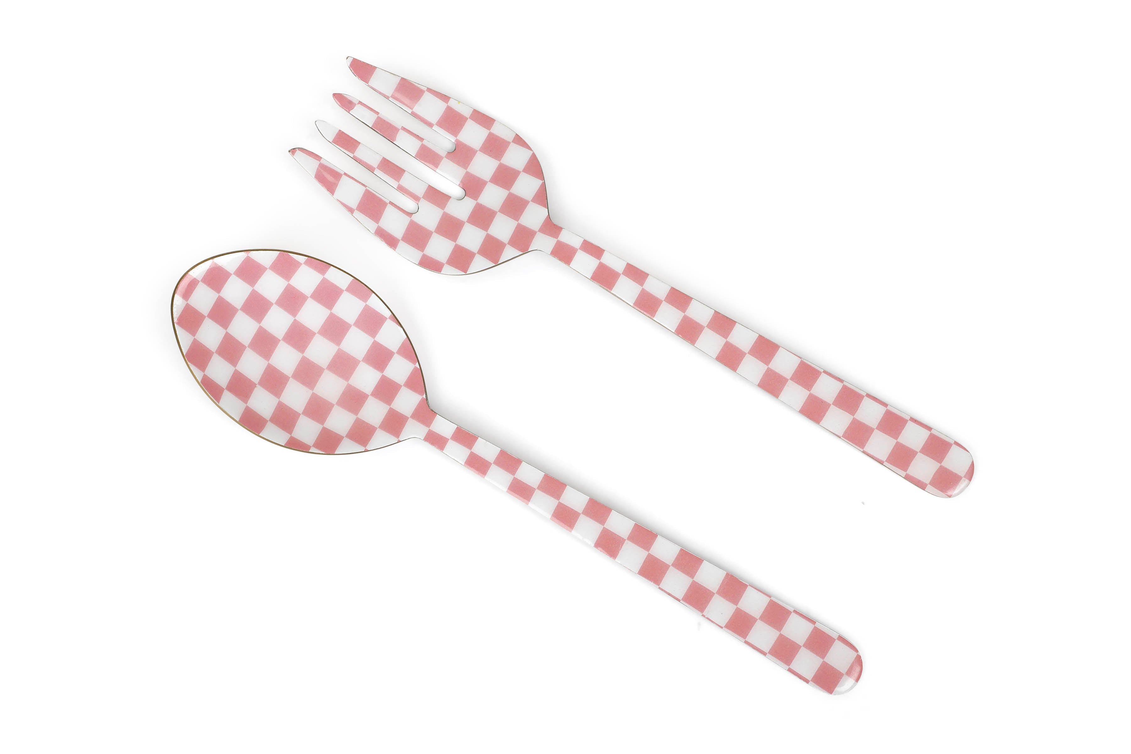 Pink Enamel Salad Server (Set of 2) - 11 x 2.5 Inches