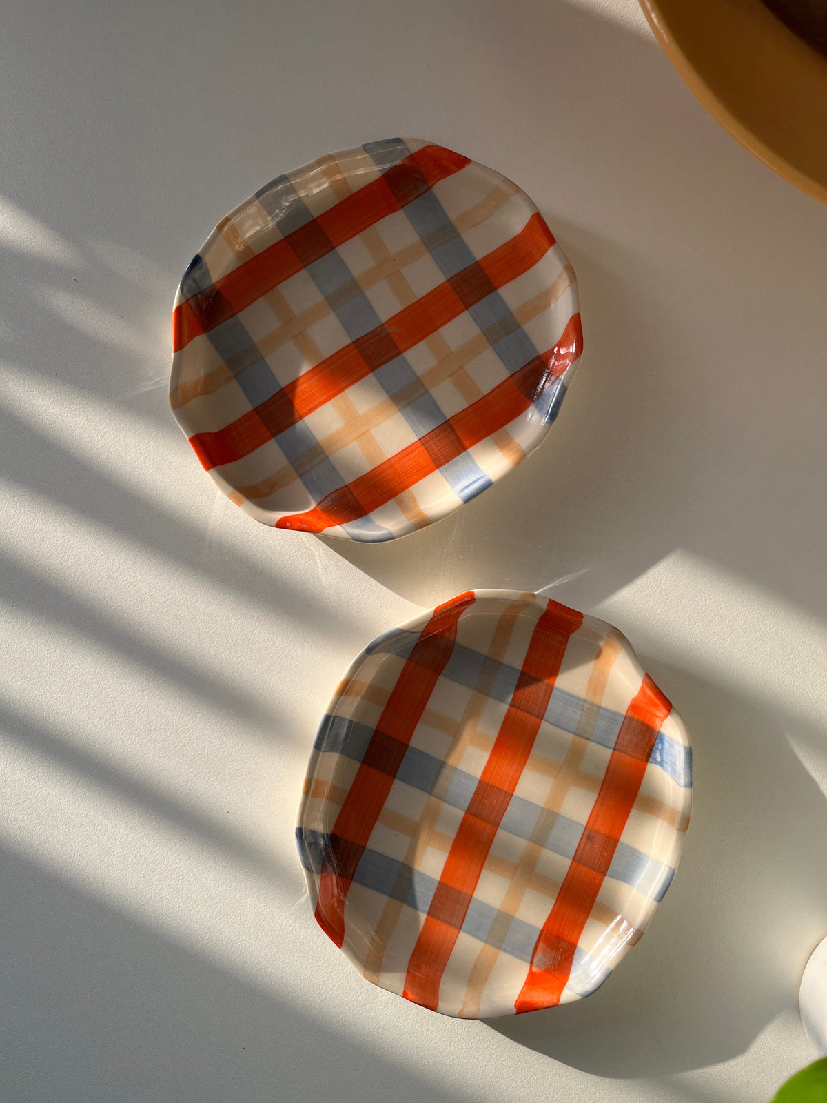 Warm Plaid Check Plate | Hand-Painted Ceramic | 7in