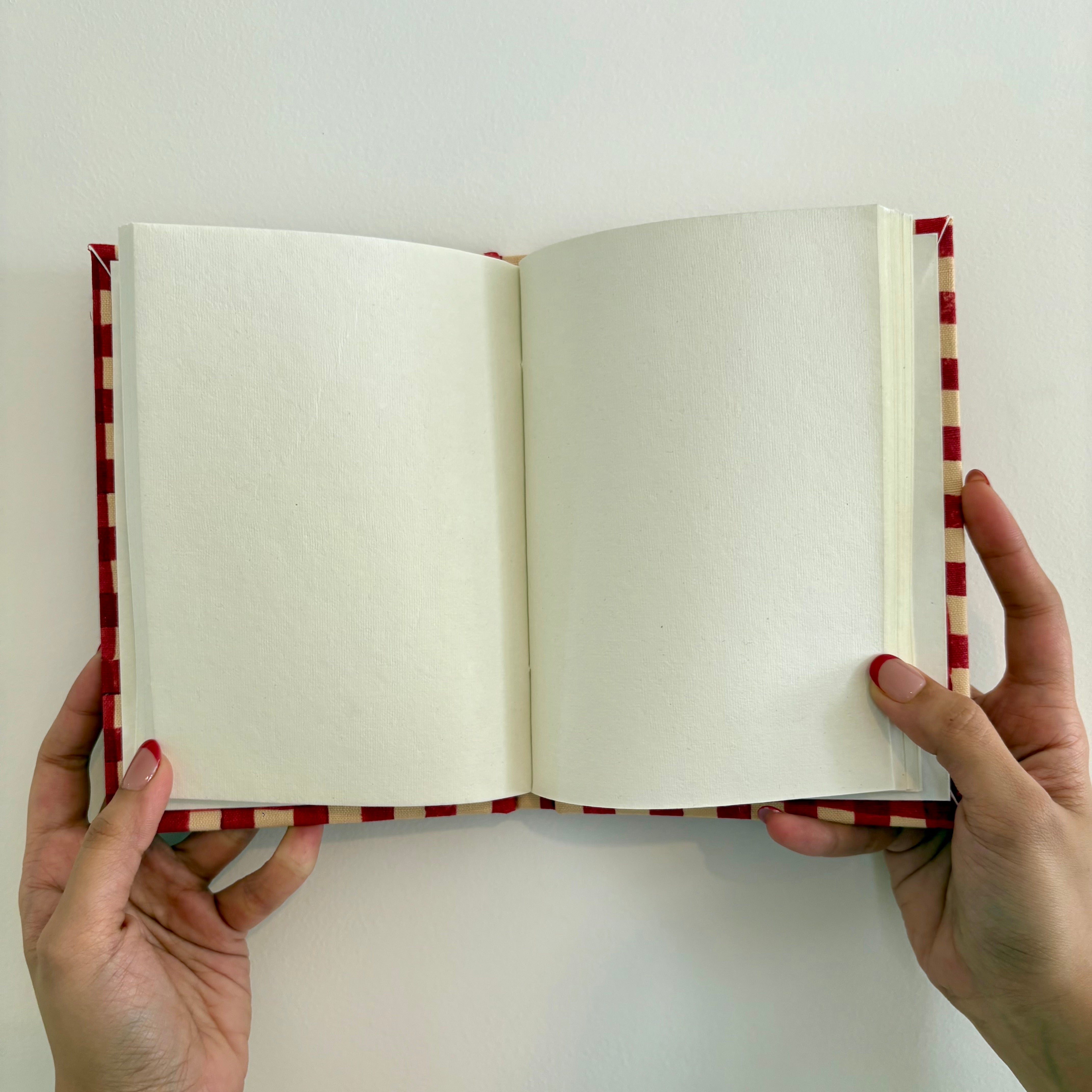 Handcrafted Sustainable Diary Journal Notebook , Red Checks -A5 (Set of 2)