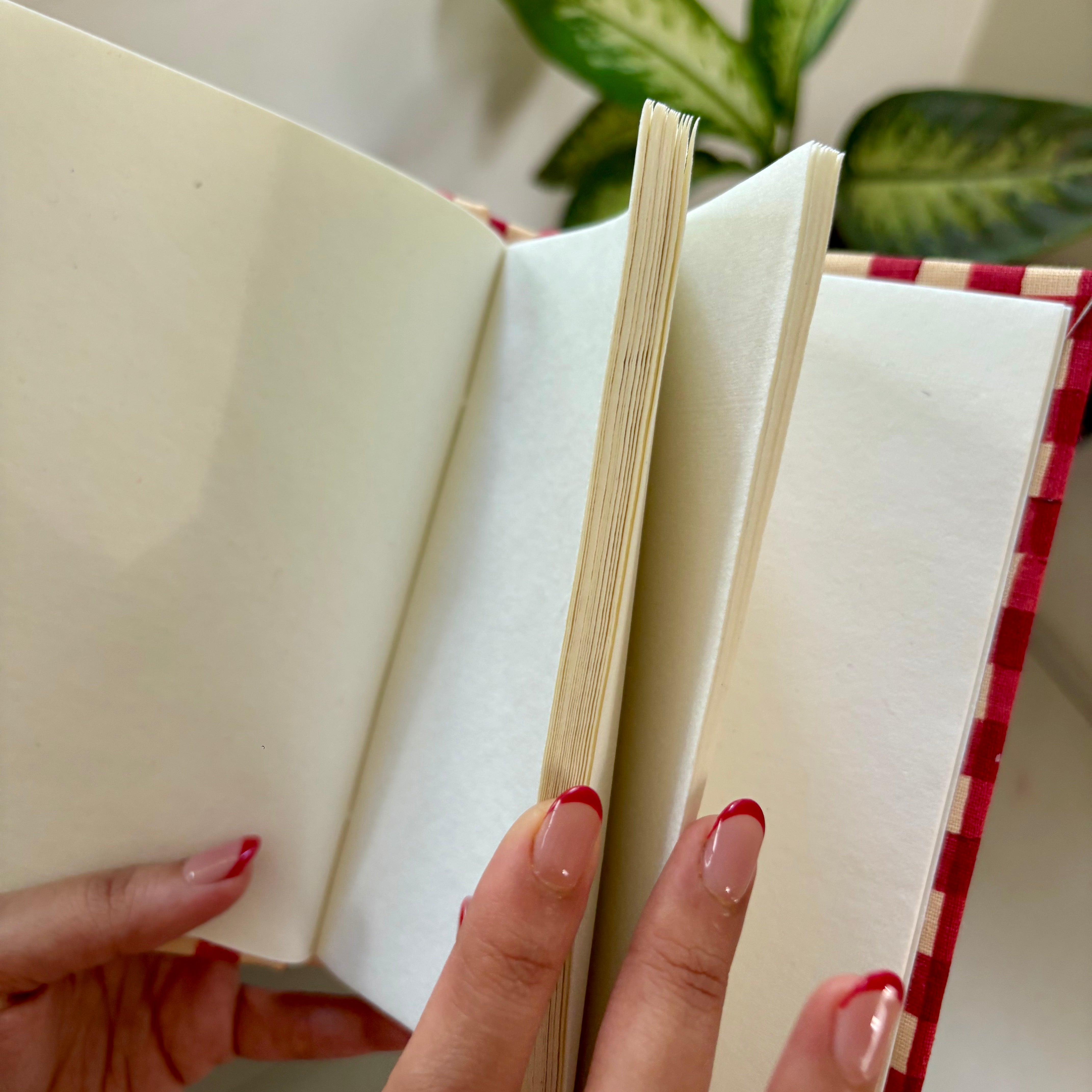 Handcrafted Sustainable Diary Journal Notebook , Red Checks -A5 (Set of 2)