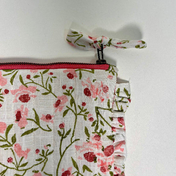 Sustainable Quilted Cotton Pouch, Spring Bloom - 8 x 5 Inches (Set of 2)