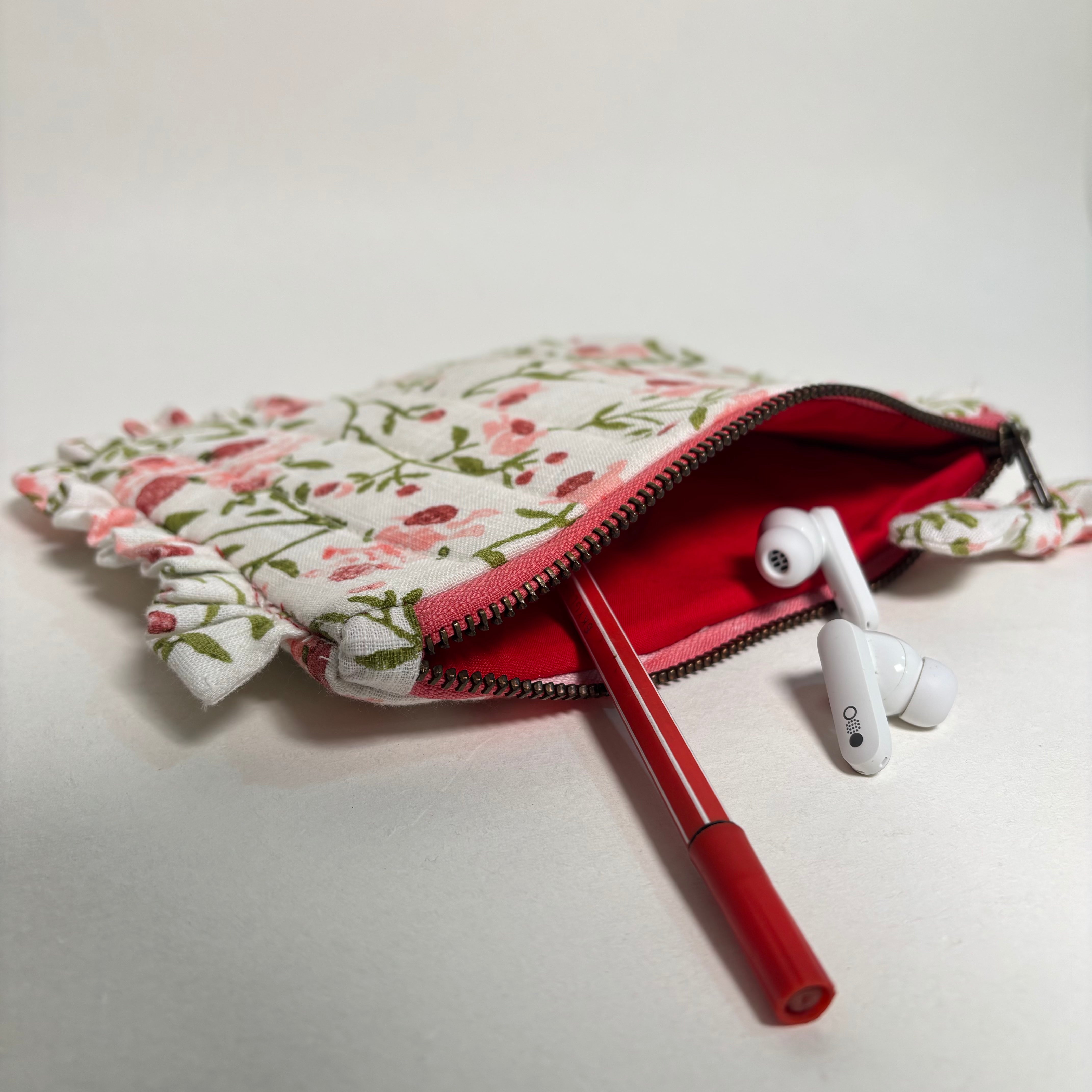 Sustainable Quilted Cotton Pouch, Spring Bloom - 8 x 5 Inches (Set of 2)