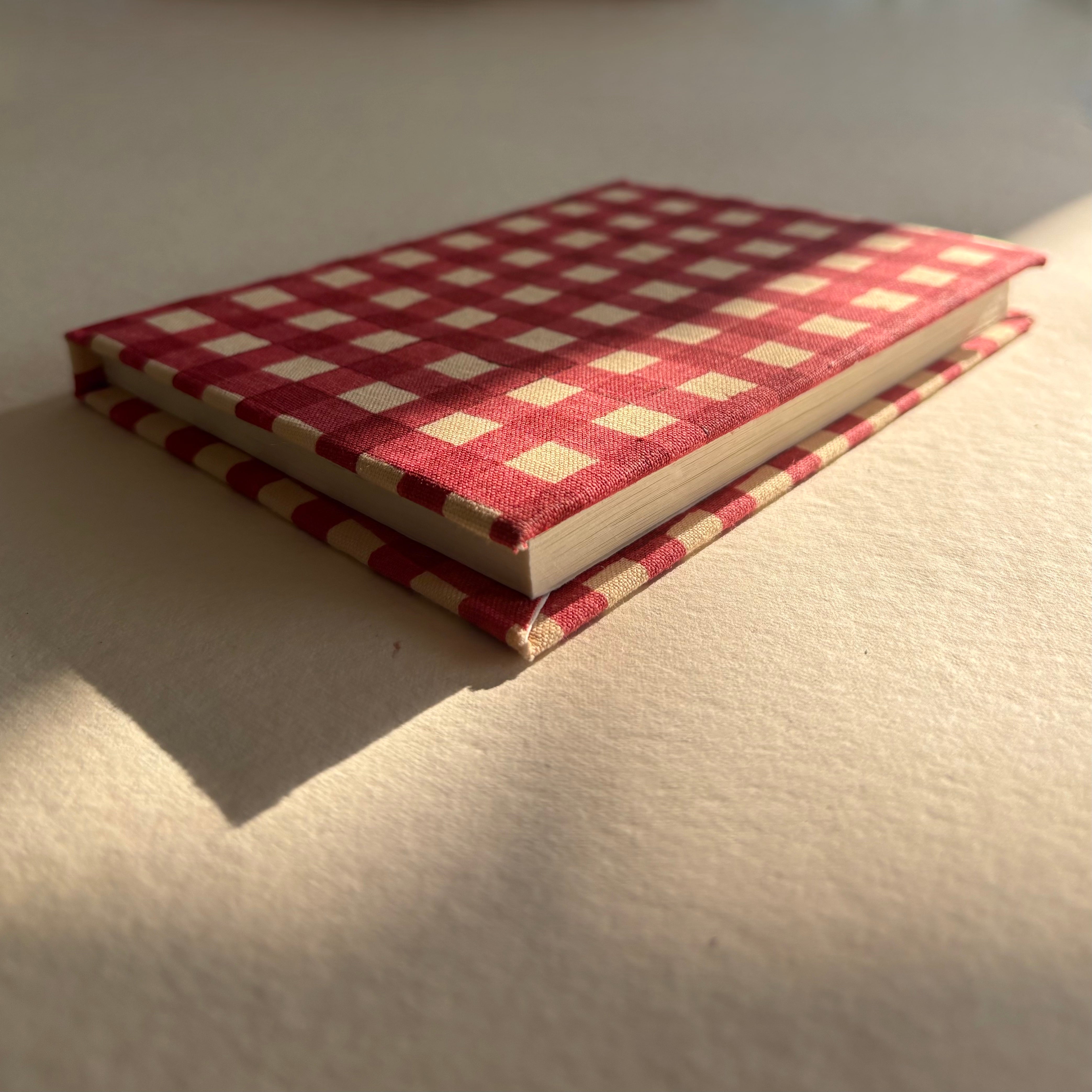Handcrafted Sustainable Diary Journal Notebook , Red Checks -A5 (Set of 2)