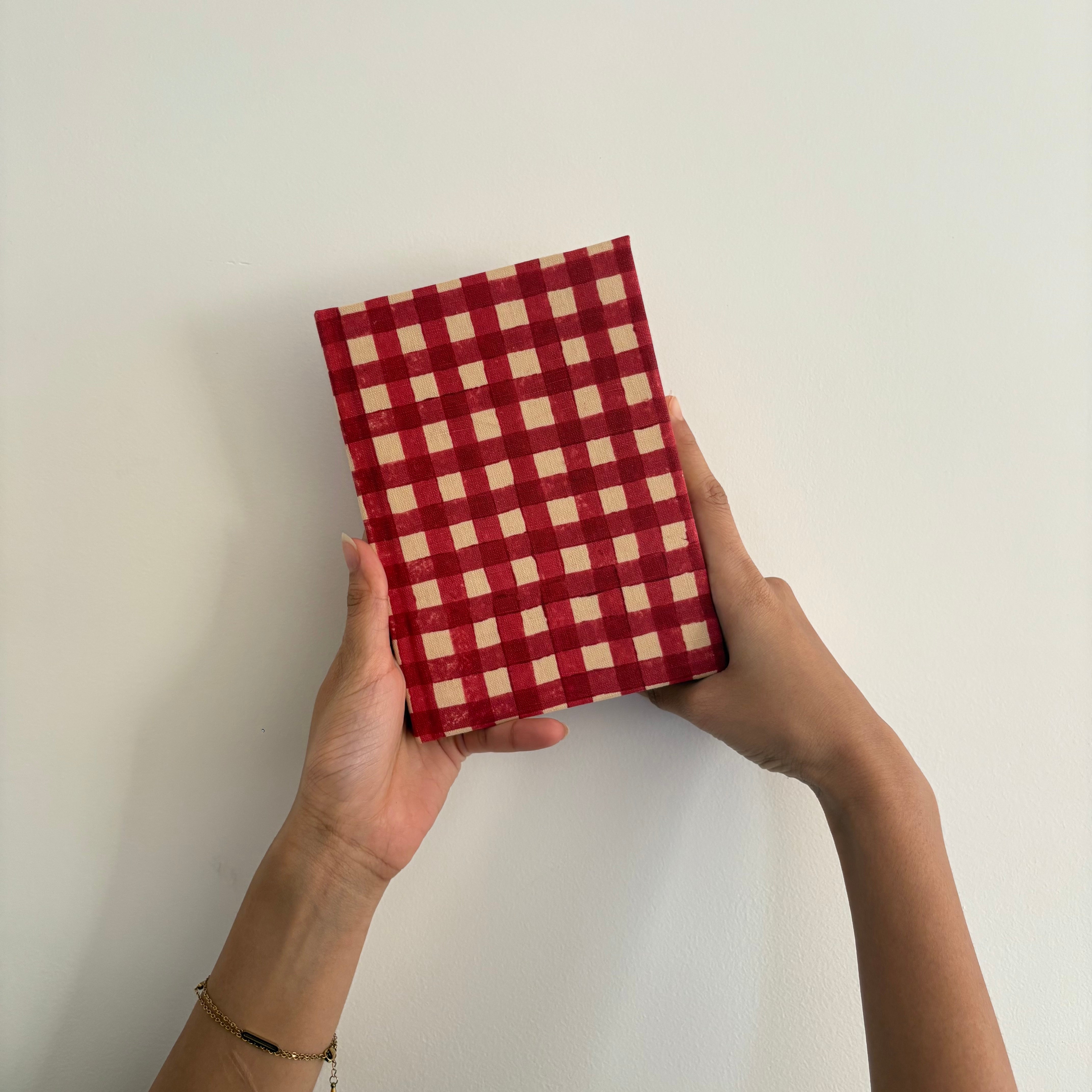 Handcrafted Sustainable Diary Journal Notebook , Red Checks -A5 (Set of 2)