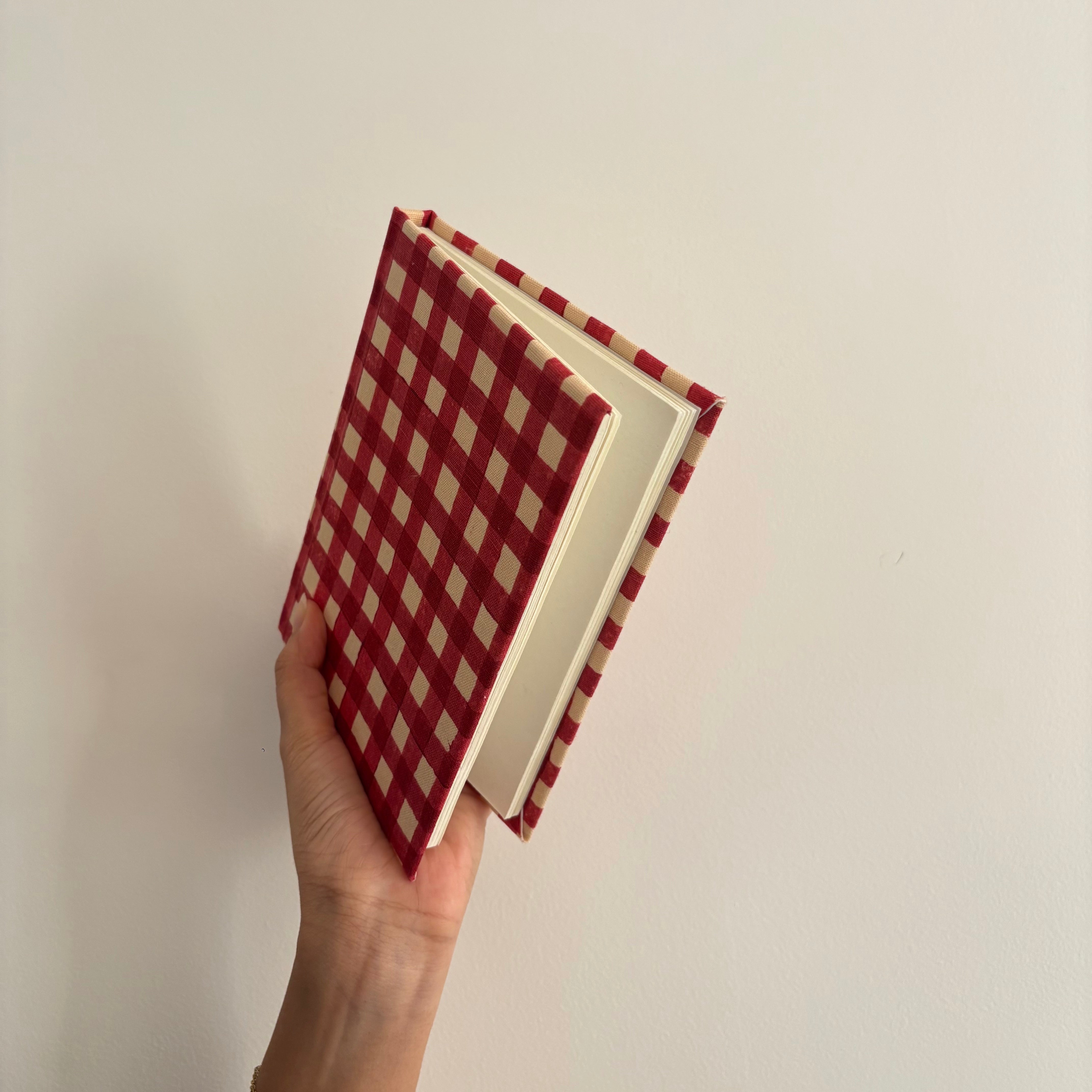 Handcrafted Sustainable Diary Journal Notebook , Red Checks -A5 (Set of 2)