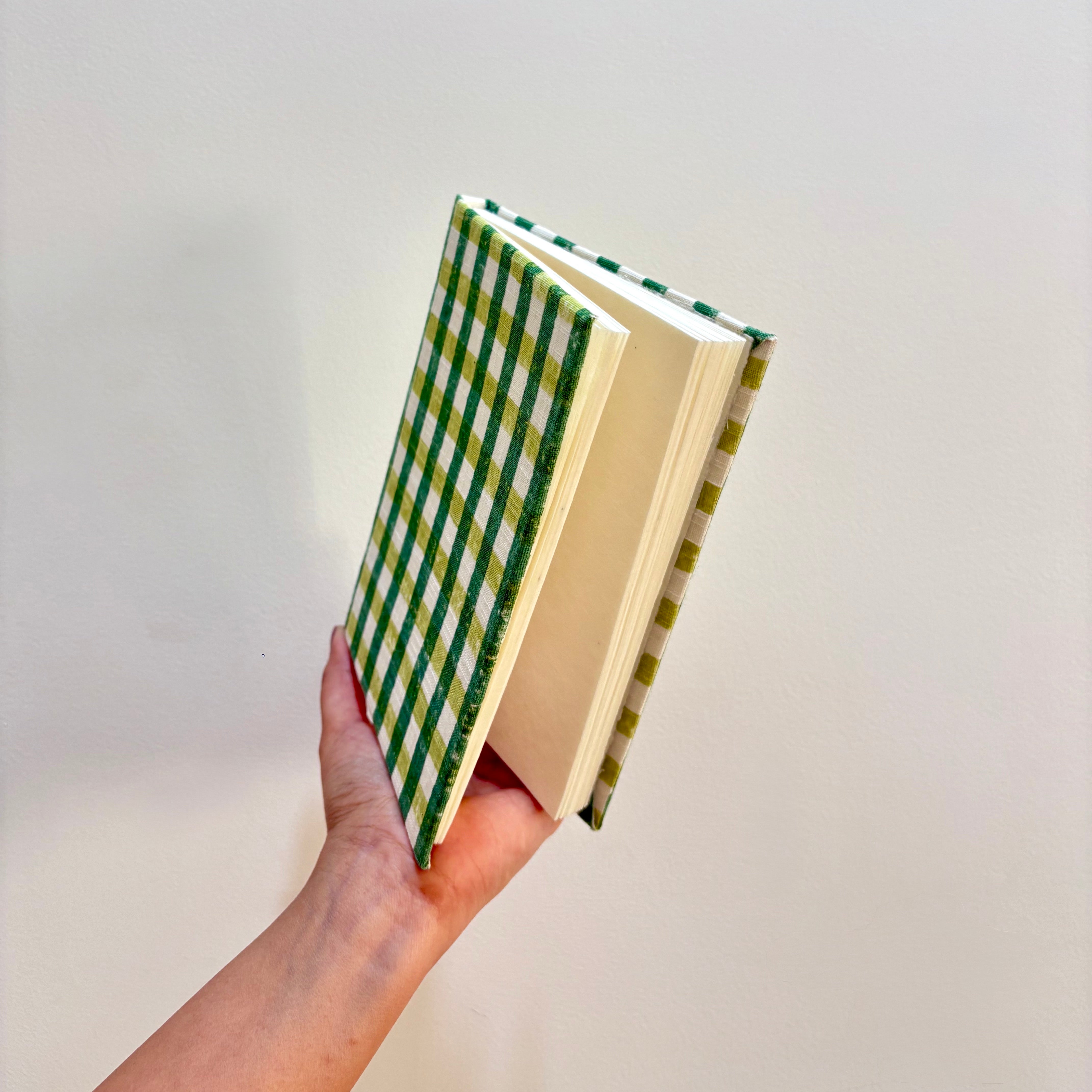 Handcrafted Sustainable Diary Journal Notebook , Green Checks - A5 (Set of 2)
