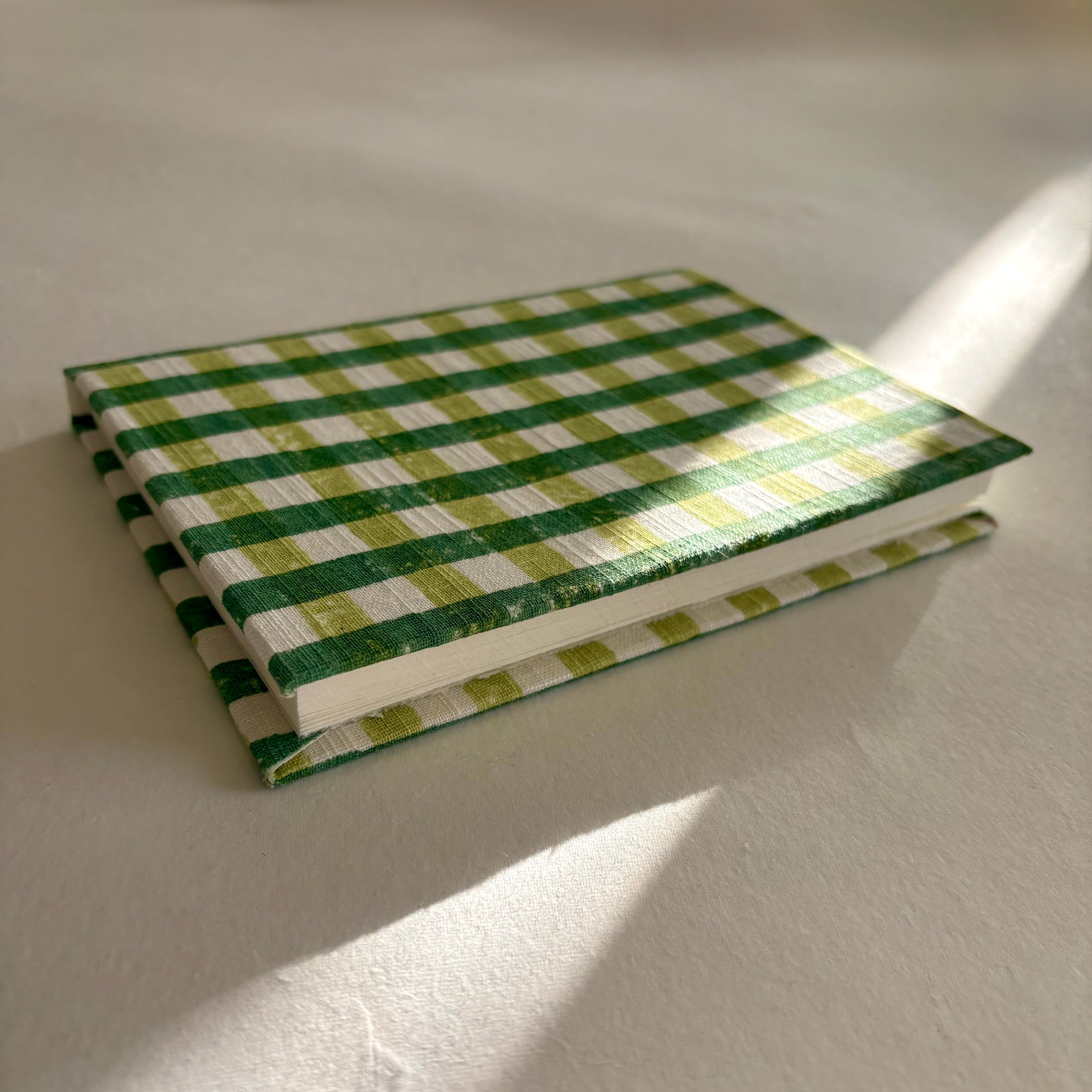 Handcrafted Sustainable Diary Journal Notebook , Green Checks - A5 (Set of 2)