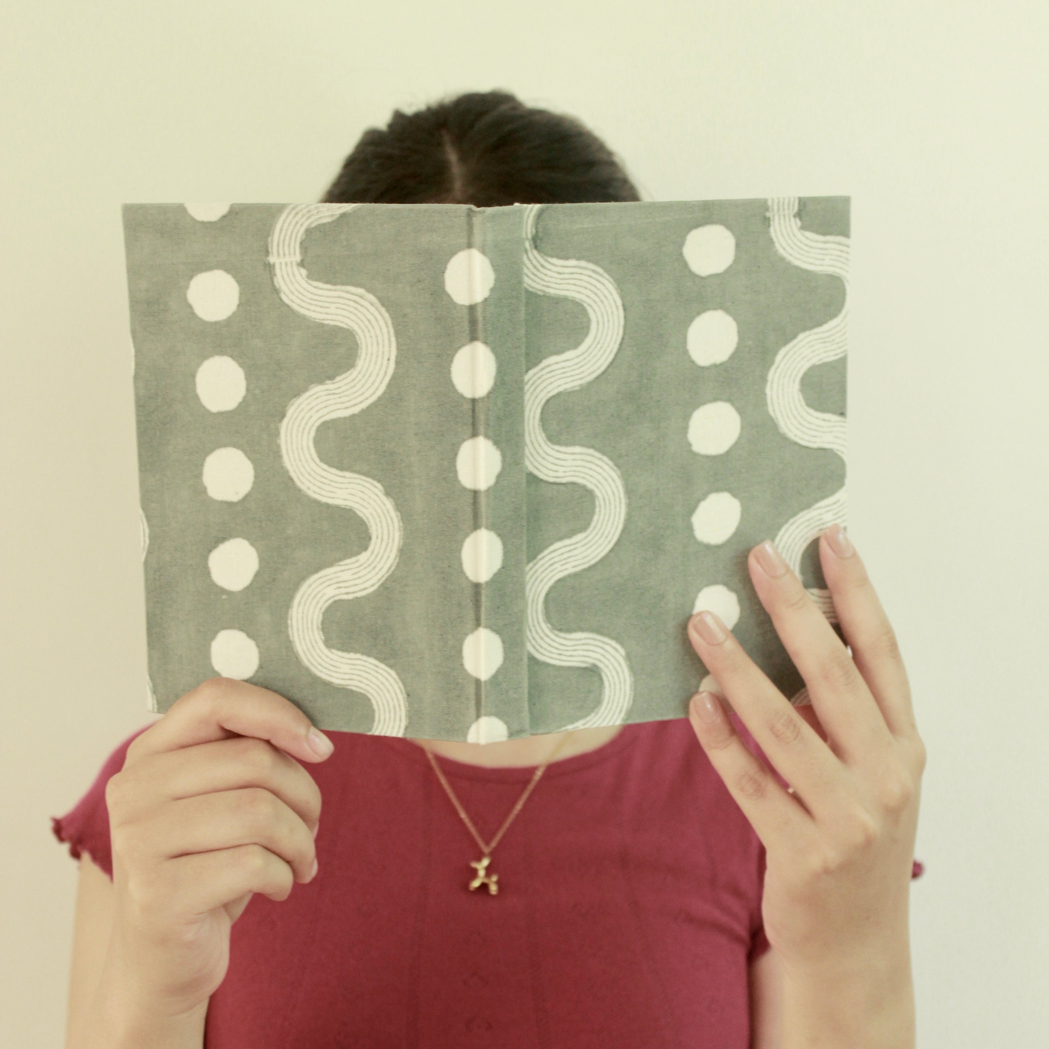 Handcrafted Diary Journal Notebook, Grey and White