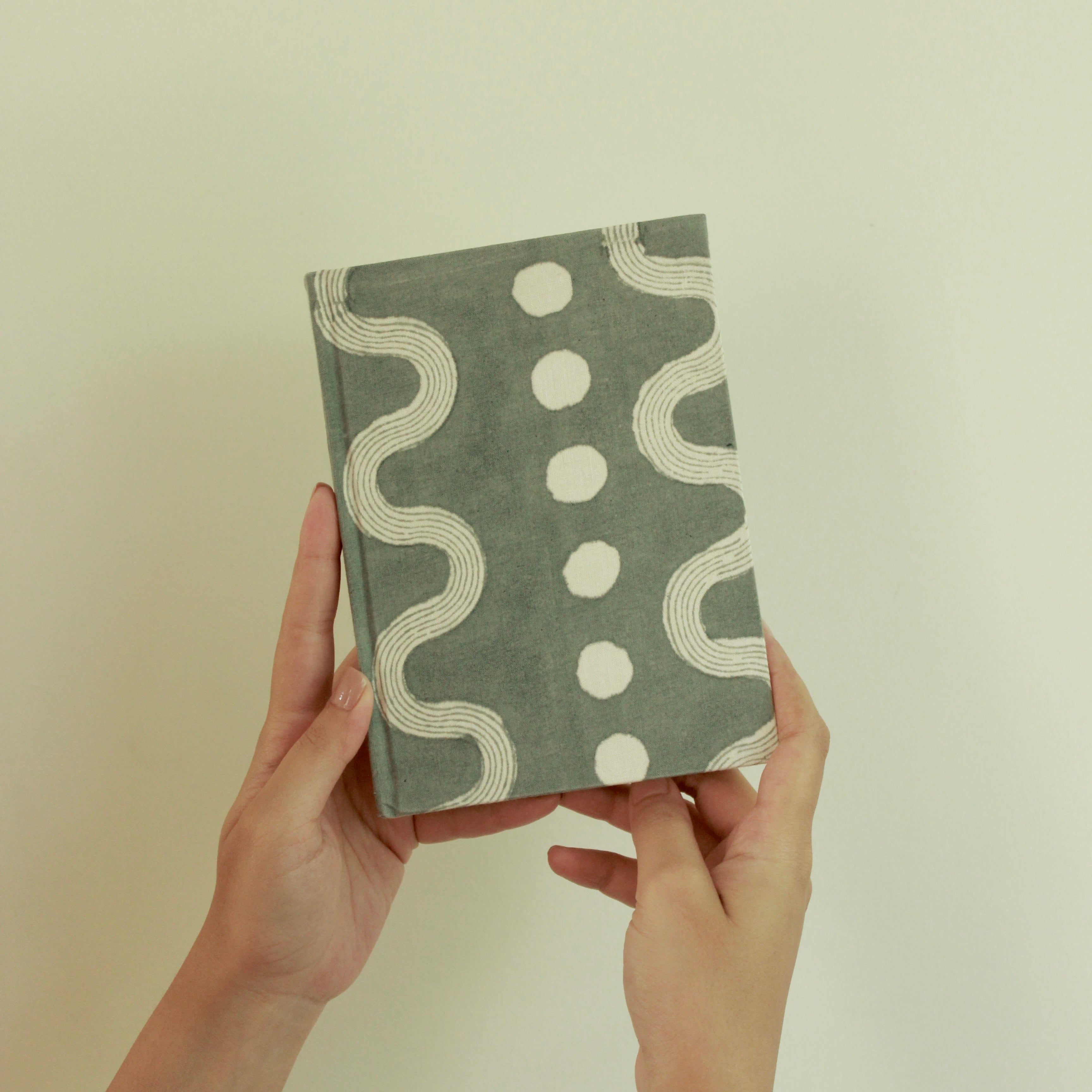 Handcrafted Diary Journal Notebook, Grey and White