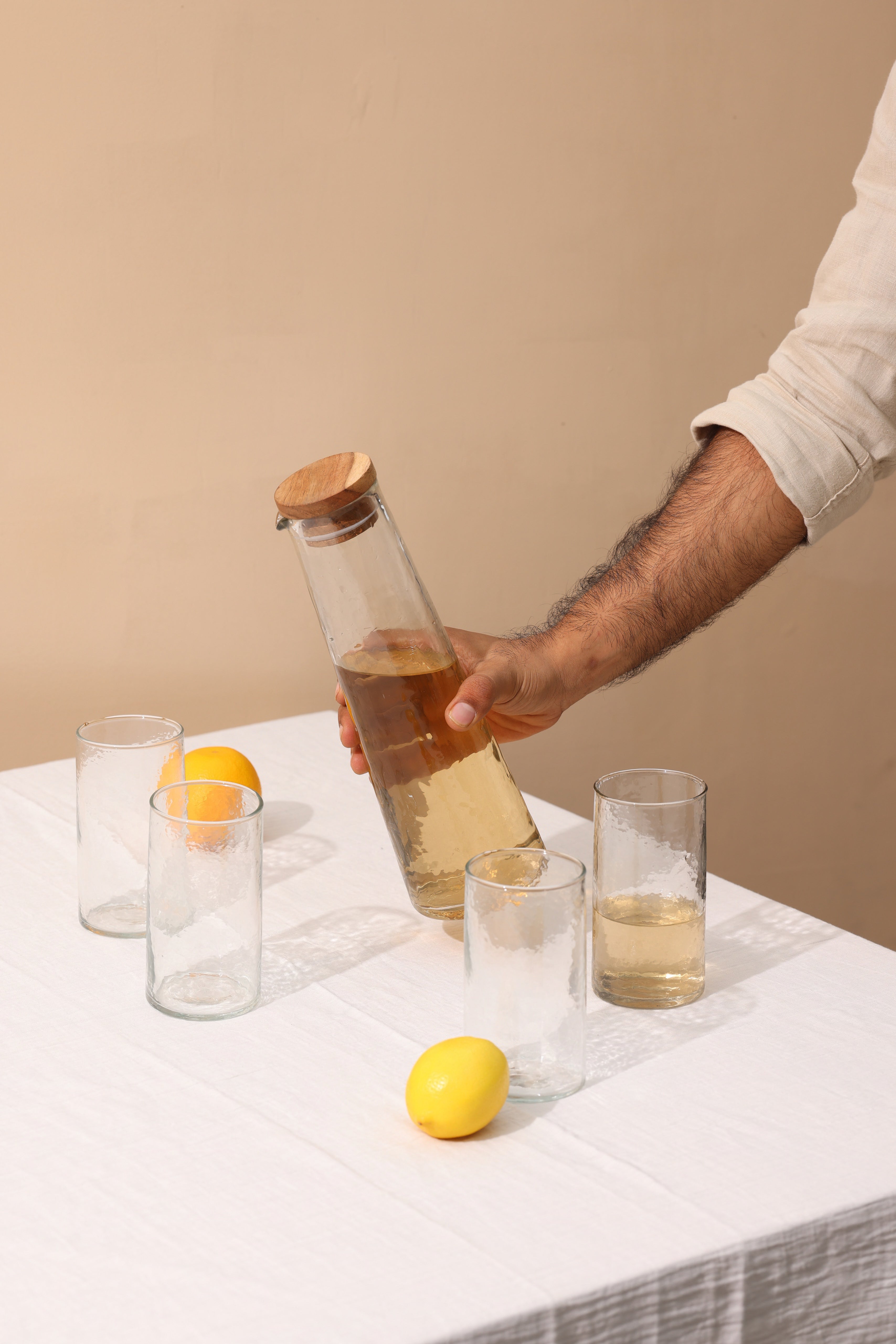 Handcrafted Hammered Glass Carafe