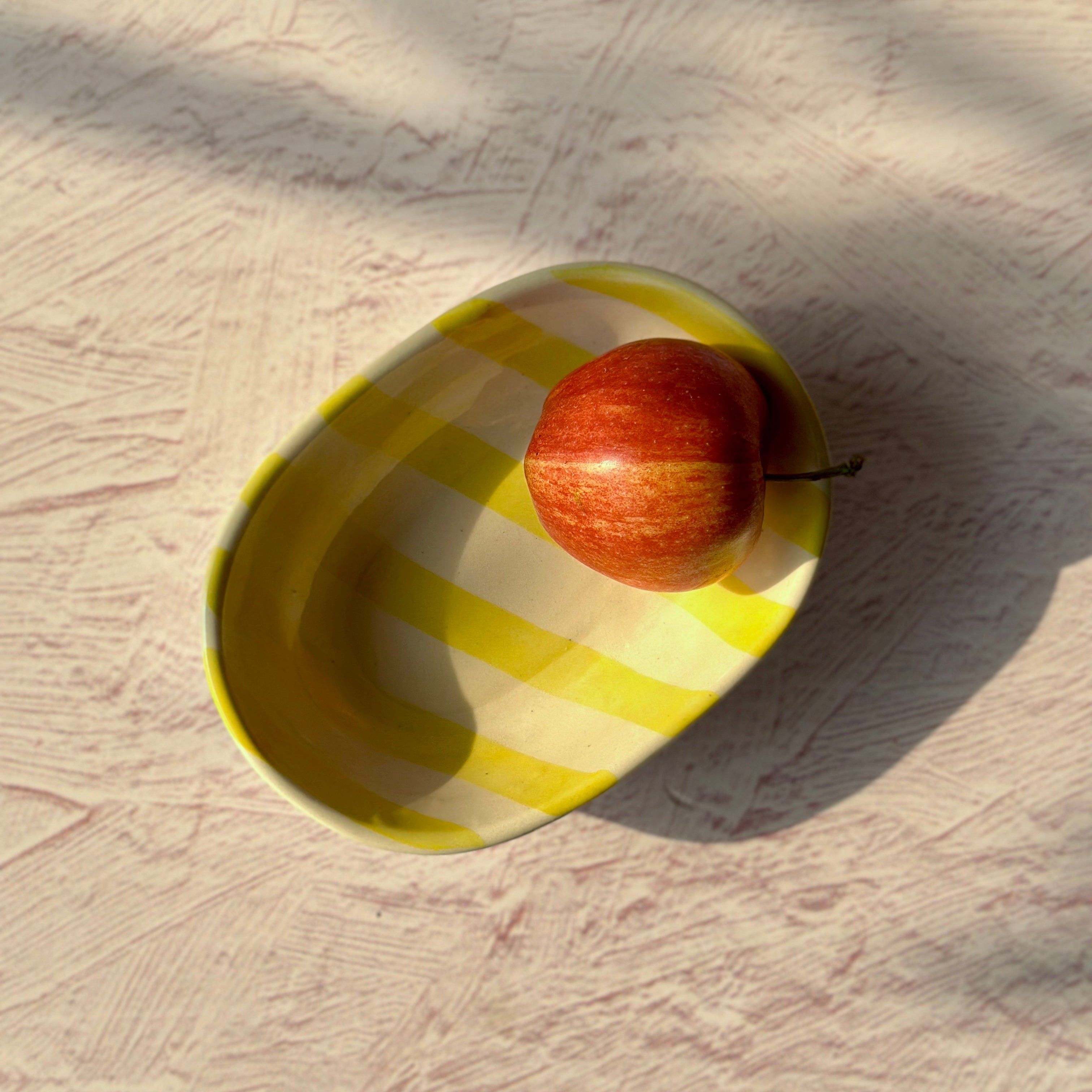 Ceramic stripe Bowl, Yellow 7x5x2 Inches (Set of 4)