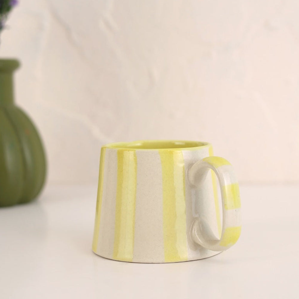 Ceramic Yellow Stripe Coffee cup- 220ml (SET OF 4)