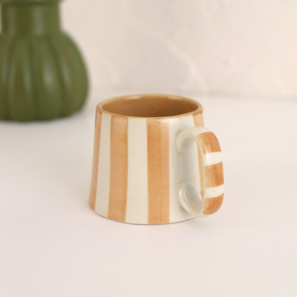 Ceramic Brown Stripe Coffee cup- 220ml (SET OF 4)