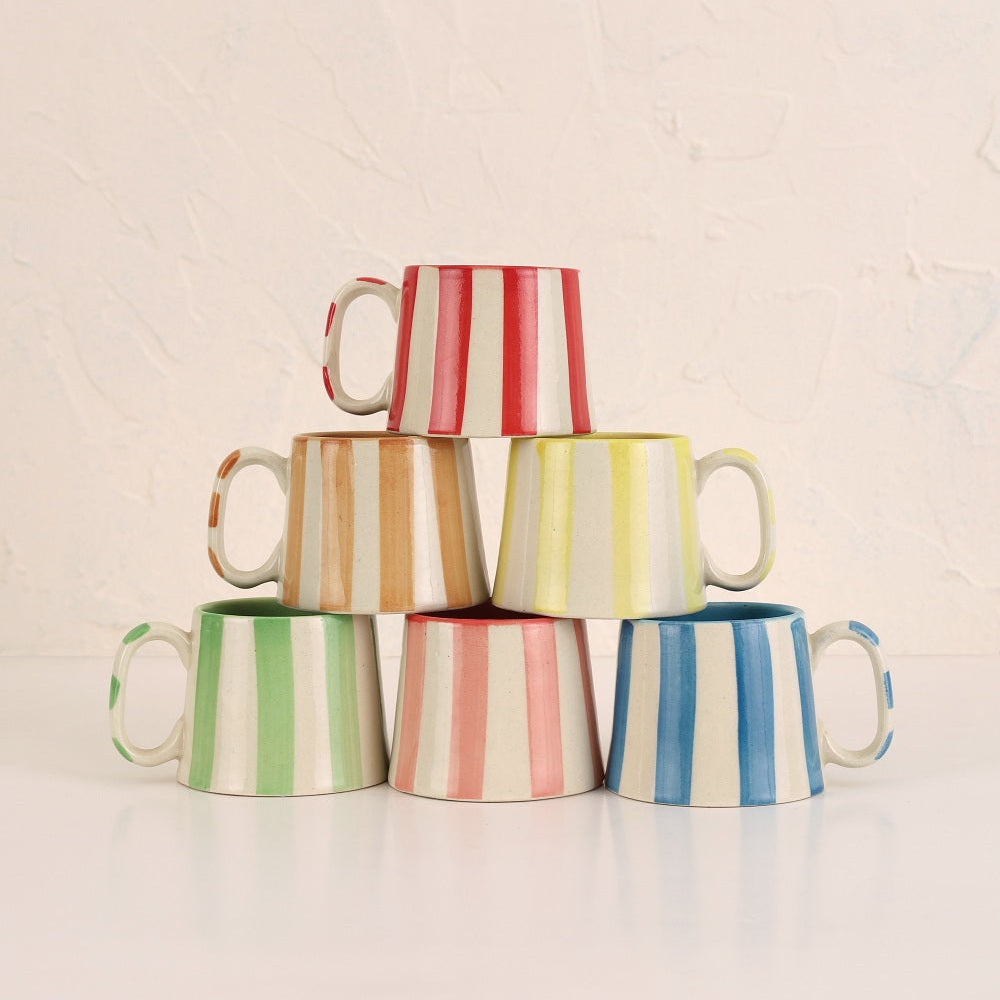 Ceramic Brown Stripe Coffee cup- 220ml (SET OF 4)