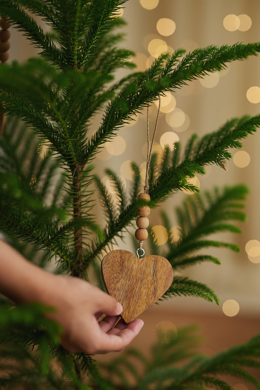 Handmade Wood Christmas Ornament - Heart - 11inch (Set of 3)
