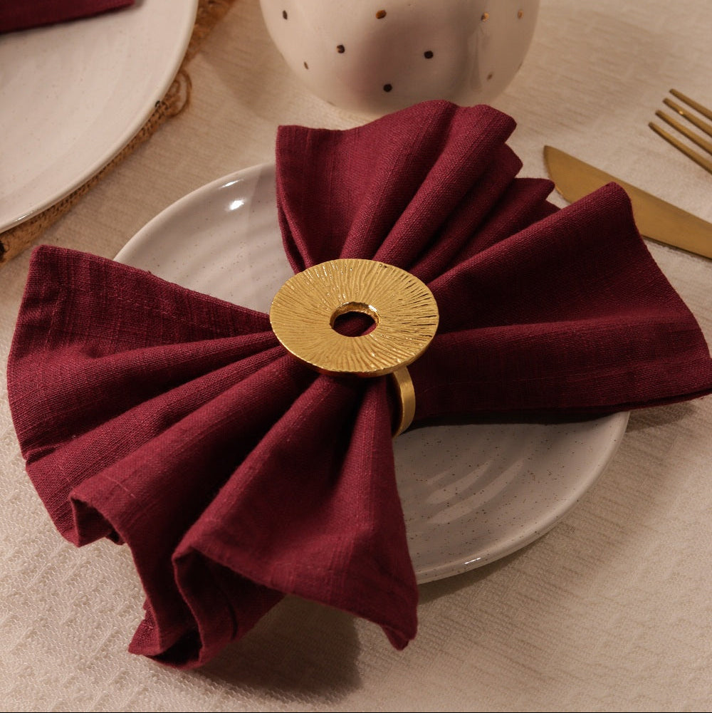 Lotus Leaf Metal Napkin Ring, Dia 1.5 Inches (Set of 4)