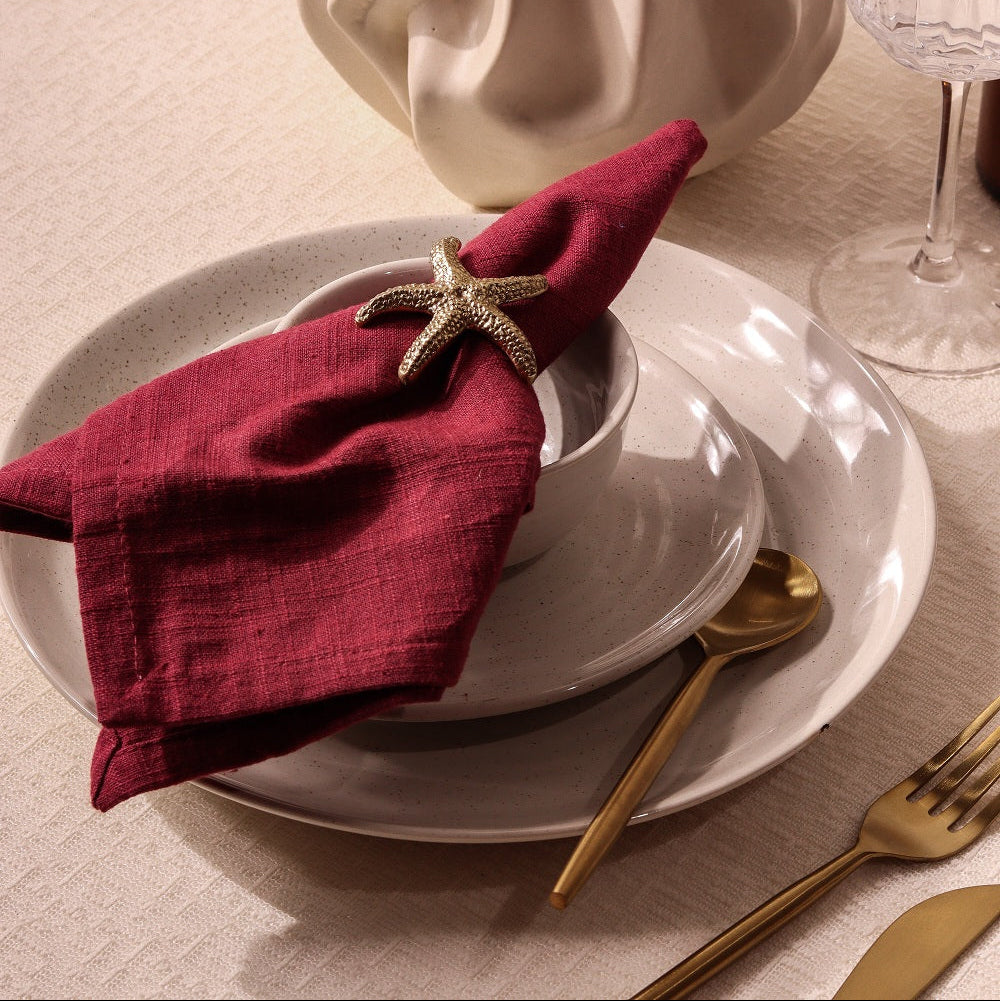 Starfish Brass Napkin Ring, 1.5 Inches Dia (Set of 4)