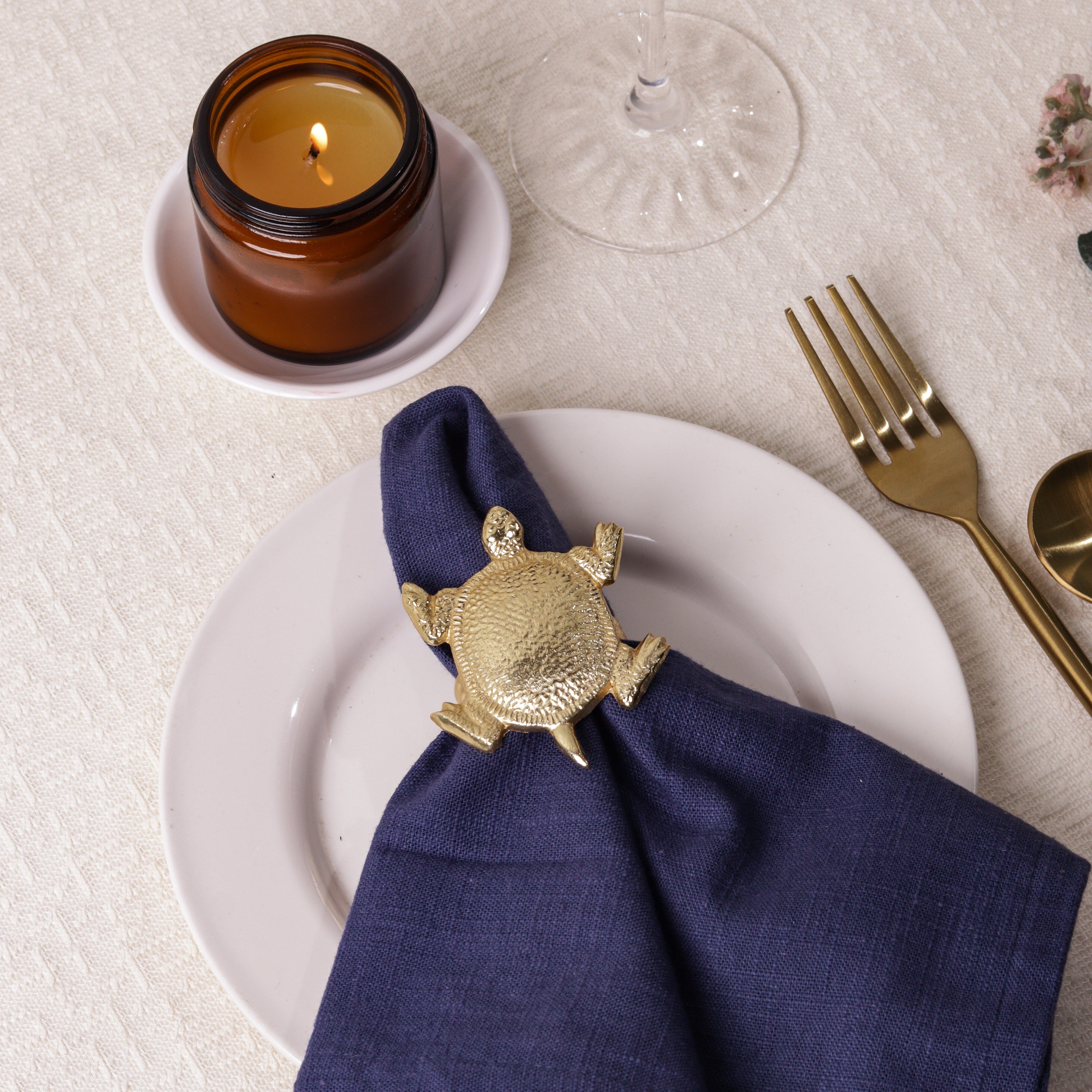Tortoise Metal Napkin Ring, Dia 1.5 Inches (Set of 4)