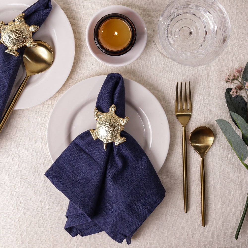 Tortoise Metal Napkin Ring, Dia 1.5 Inches (Set of 4)