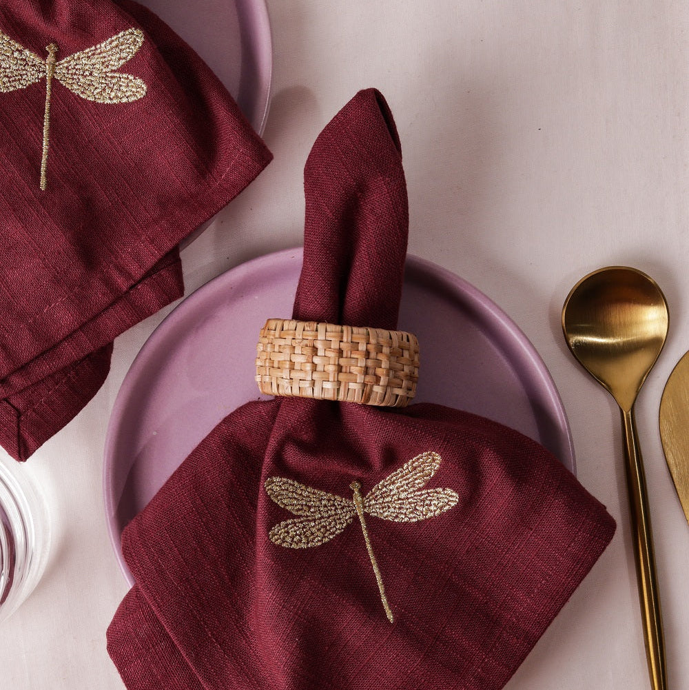 Rattan Napkin Ring, Dia 1.5 Inches (Set of 4)