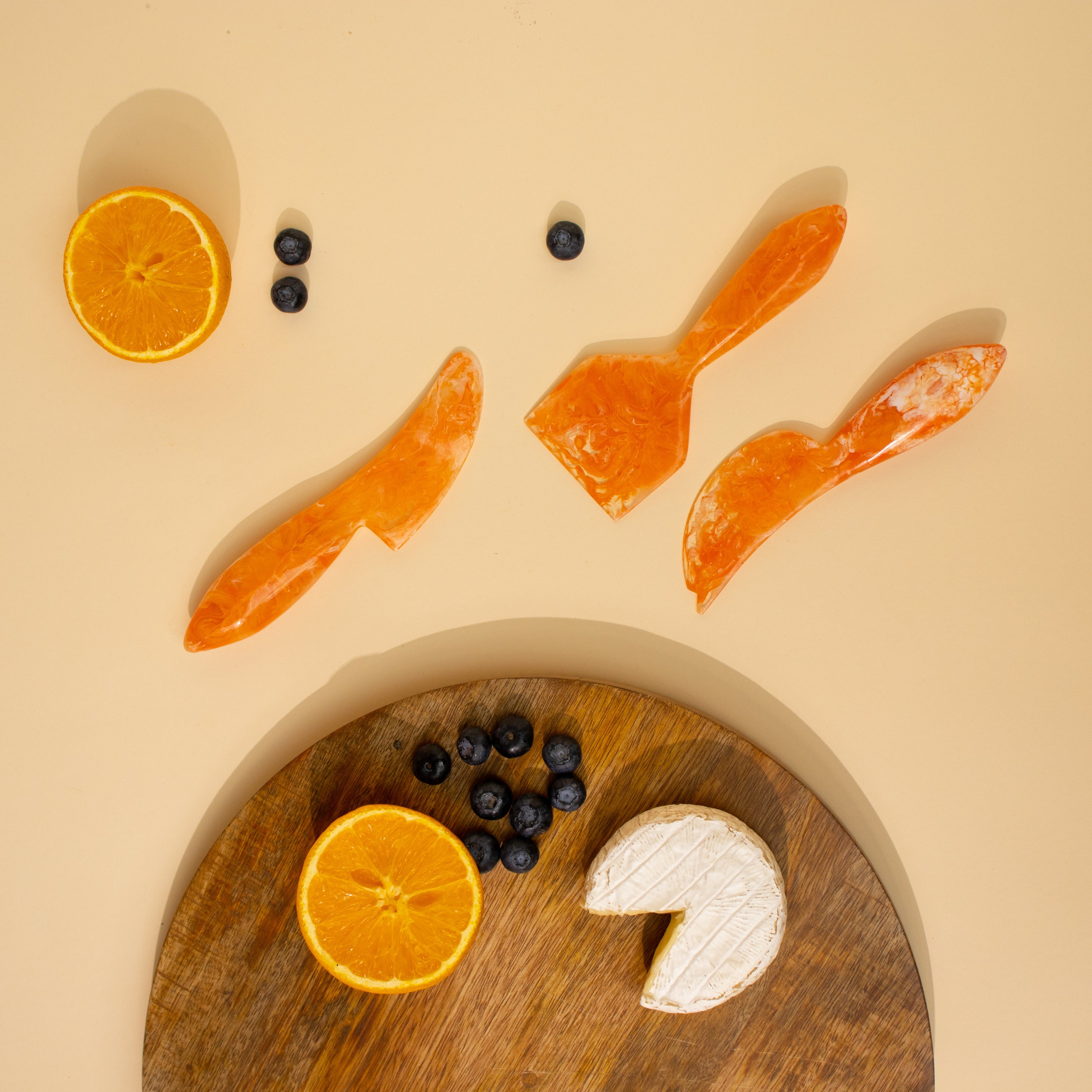Resin Cheese Knife, Orange (Set of 3) - 6 Inches