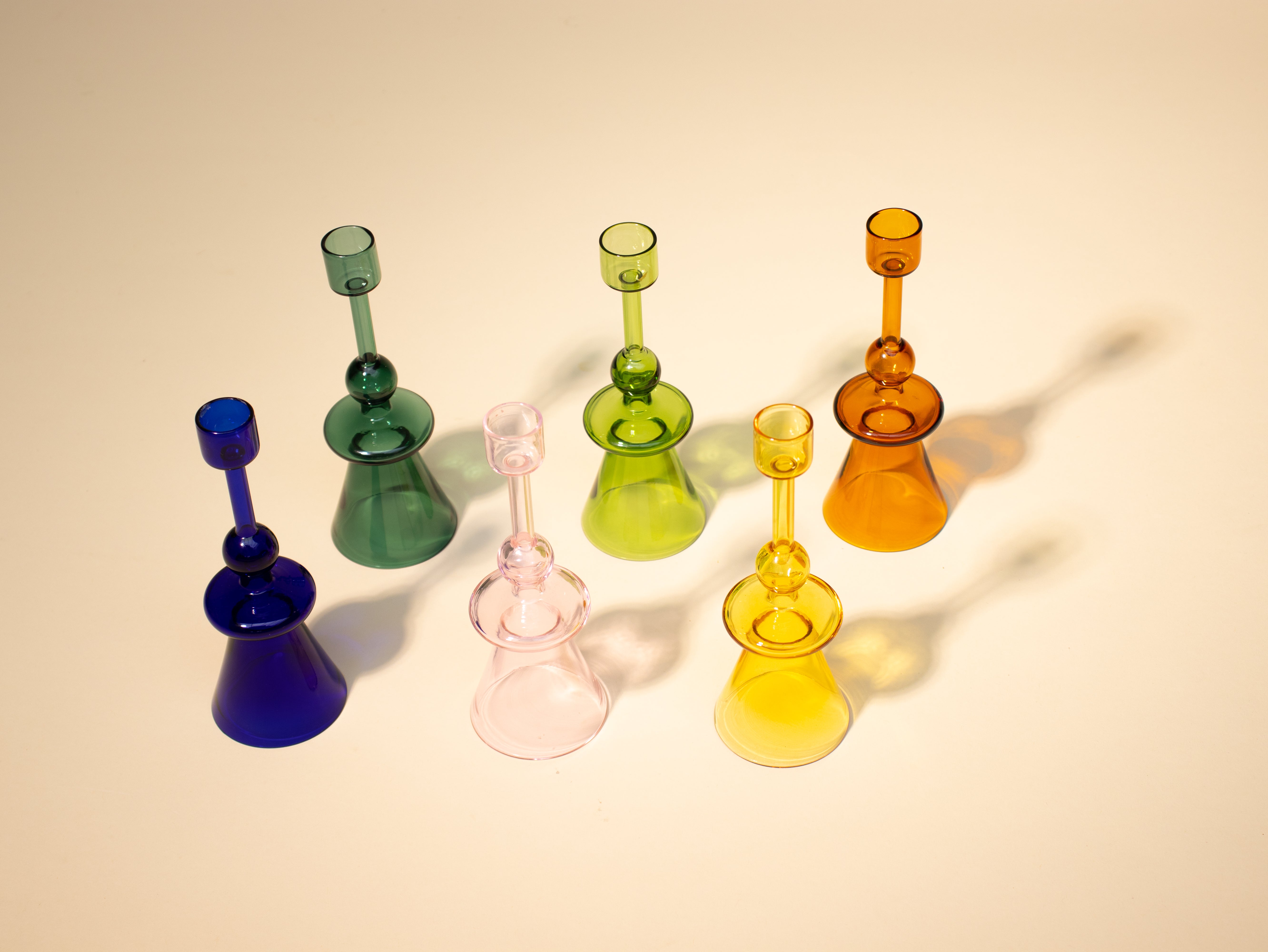 Glass Candle Holder- Teal, 7 x 2.3 Inches (Set of 4)
