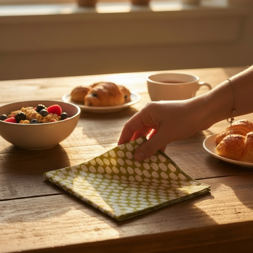 Hand Block Printed Lunch Layers Dinner Napkin 18x18 Inches (Set of 4)