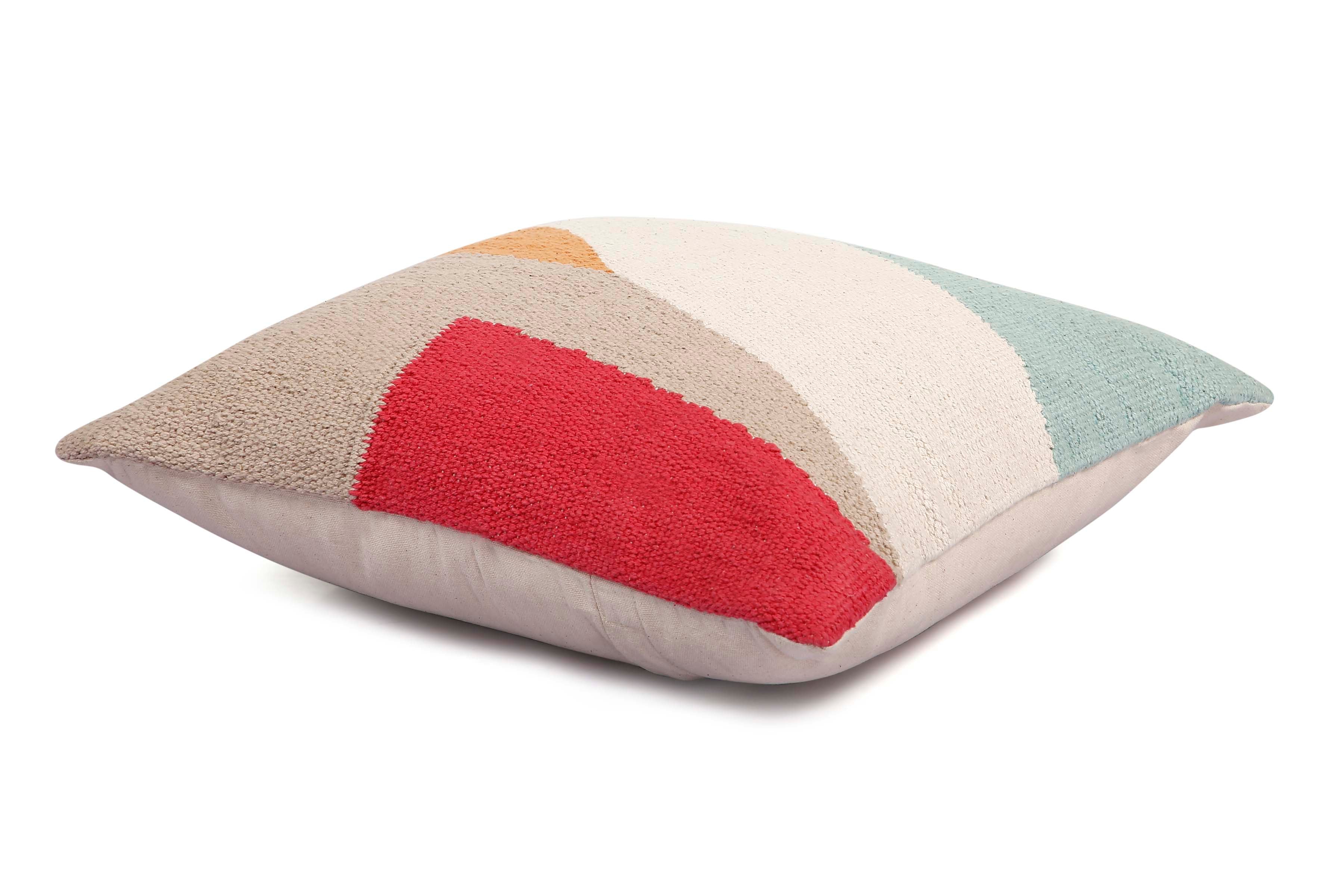 Leh Handcrafted Throw Pillow, Pink & Blue - 18x18 inch