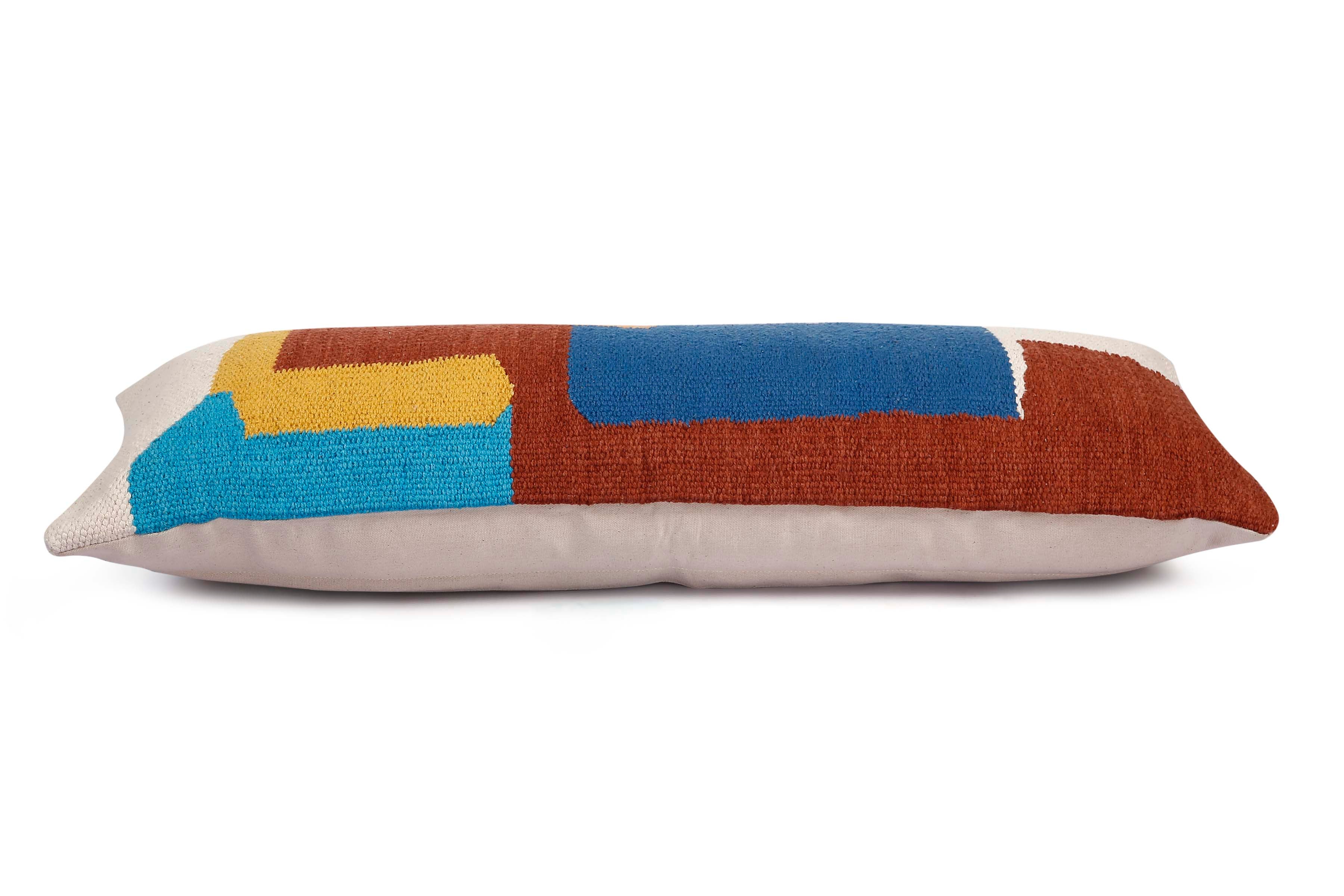 Ladakh Handcrafted Lumbar Pillow, Multi- 12x30 Inch