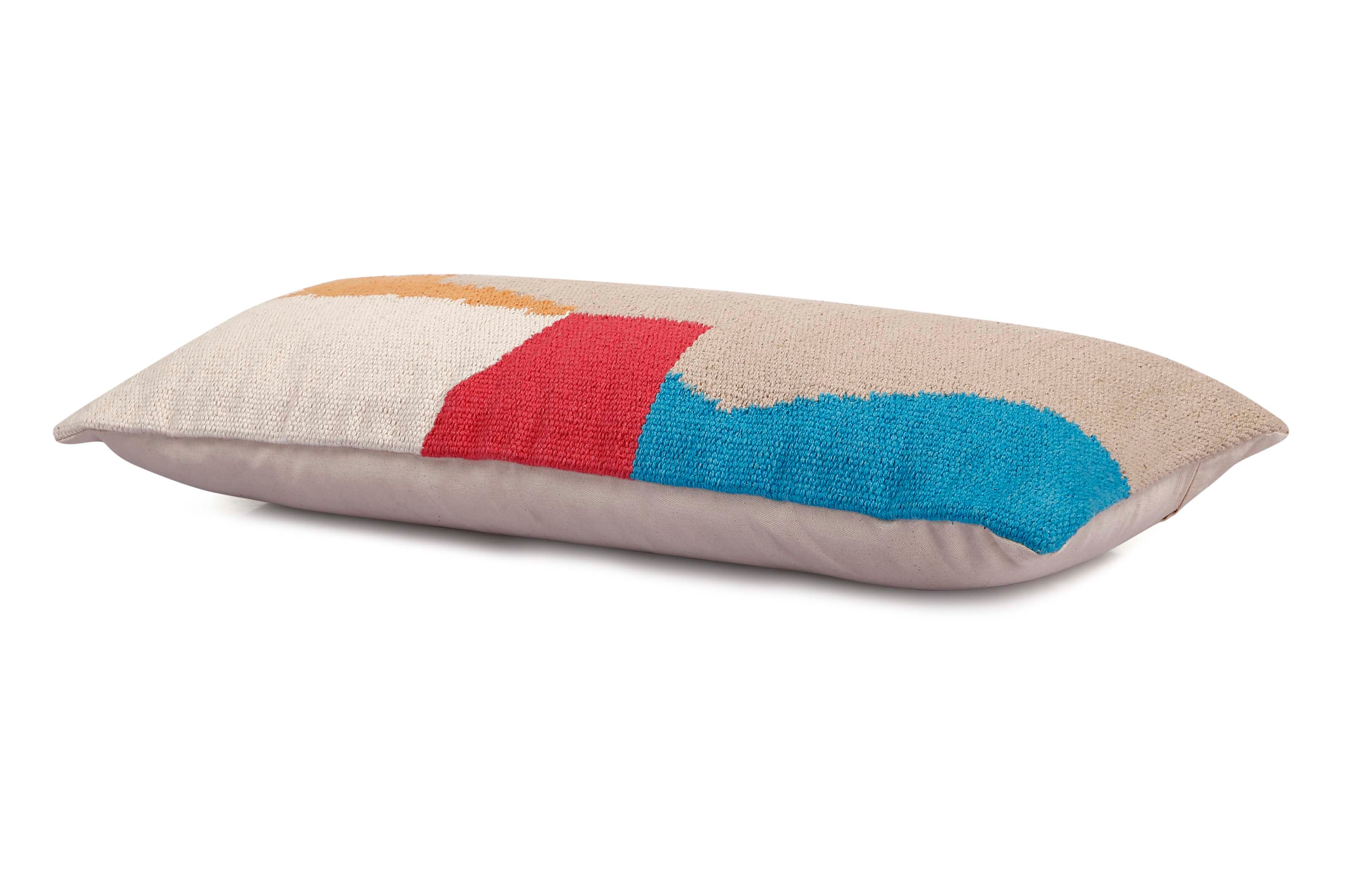 Leh Handcrafted Lumbar Pillow, Multi- 12x30 Inch