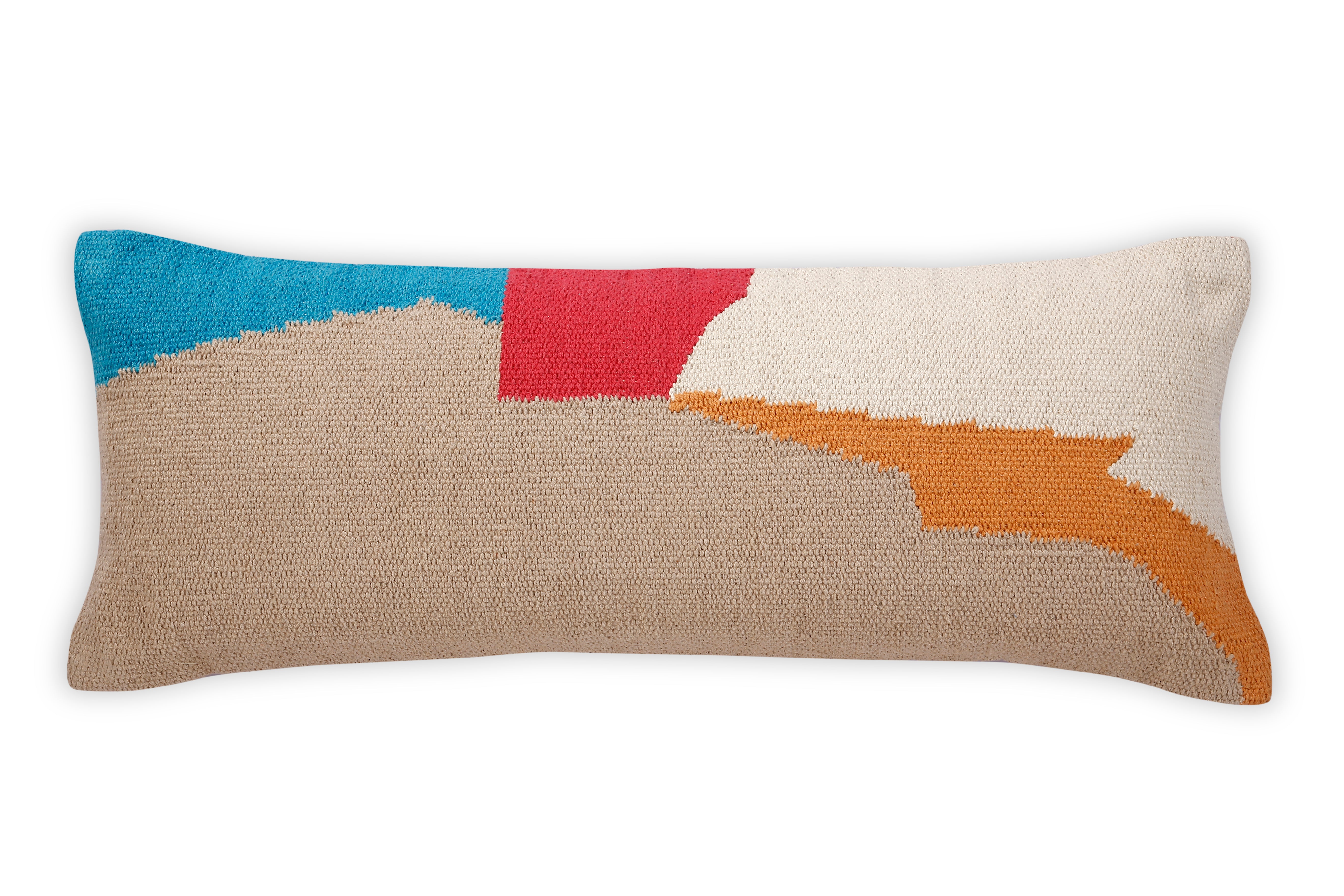 Leh Handcrafted Lumbar Pillow, Multi- 12x30 Inch