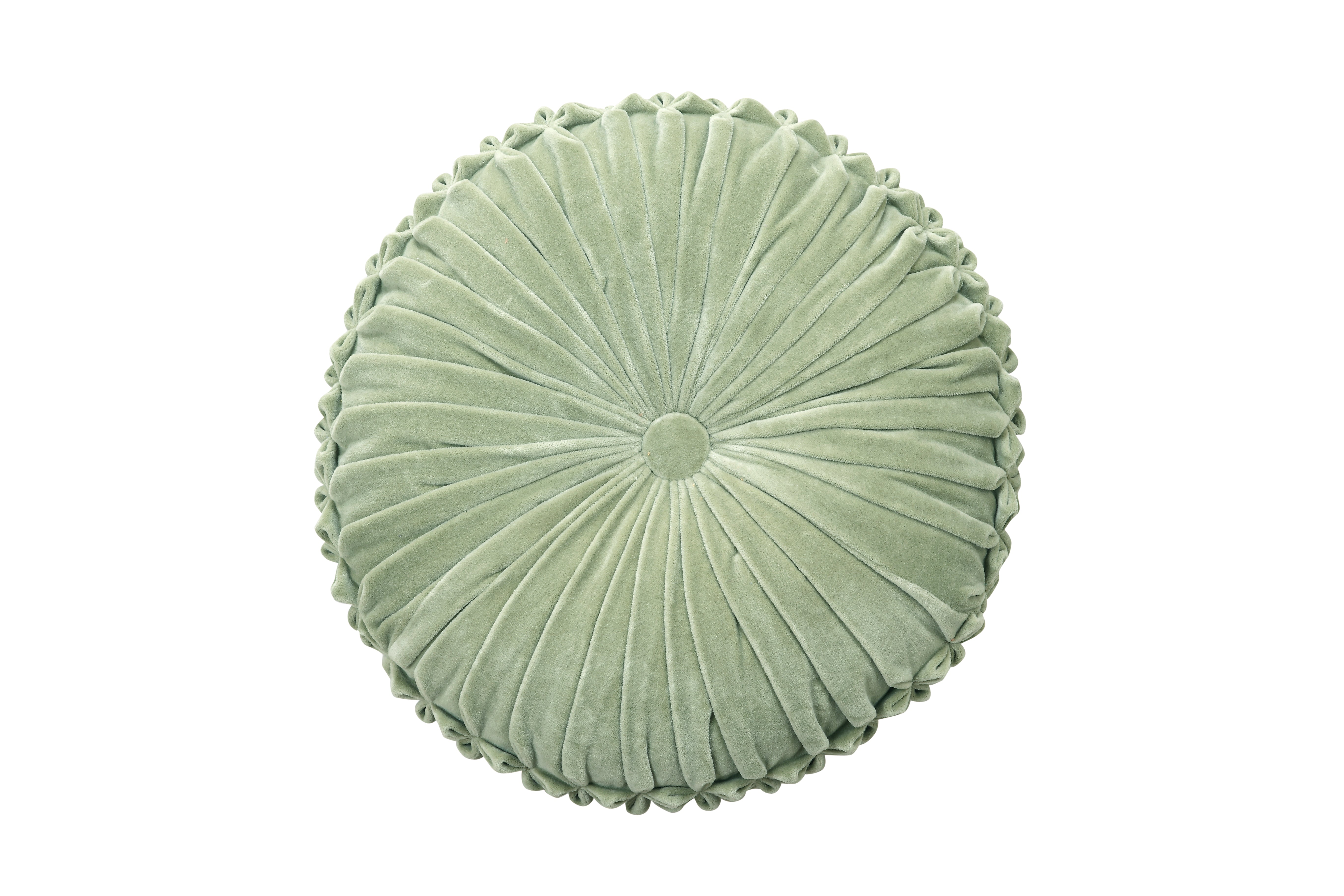 Velvet Round Handmade Pillow, Pistachio Green - 16 Inch