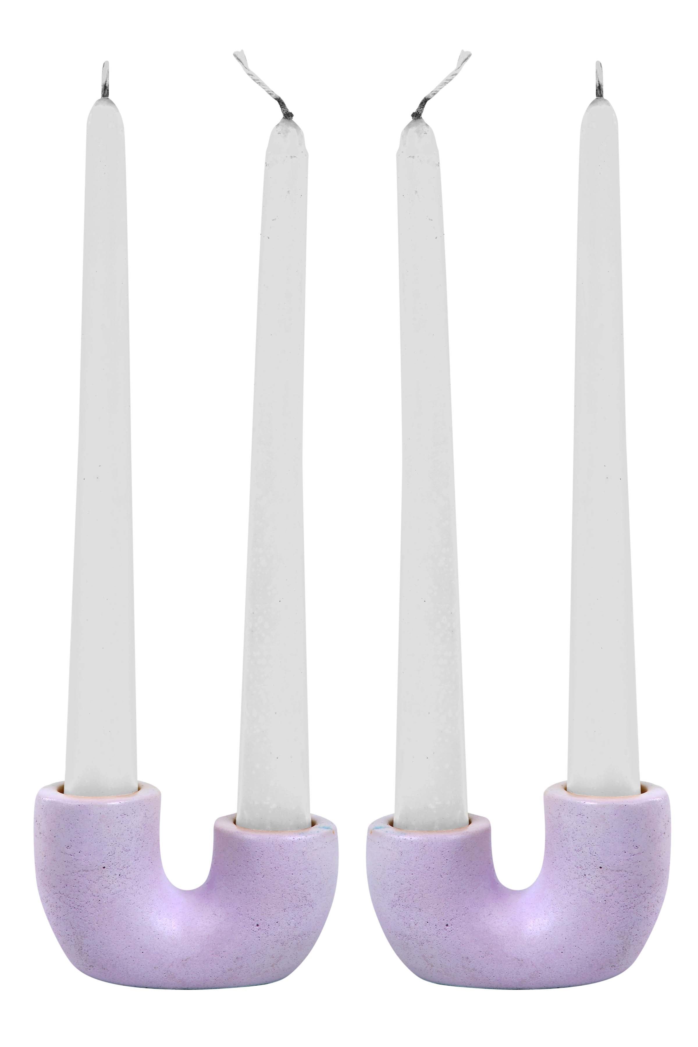 Nordic Style U Shaped Concrete Candle holder- Purple Set of 2, 2x2.5 Inch (Set of 2)