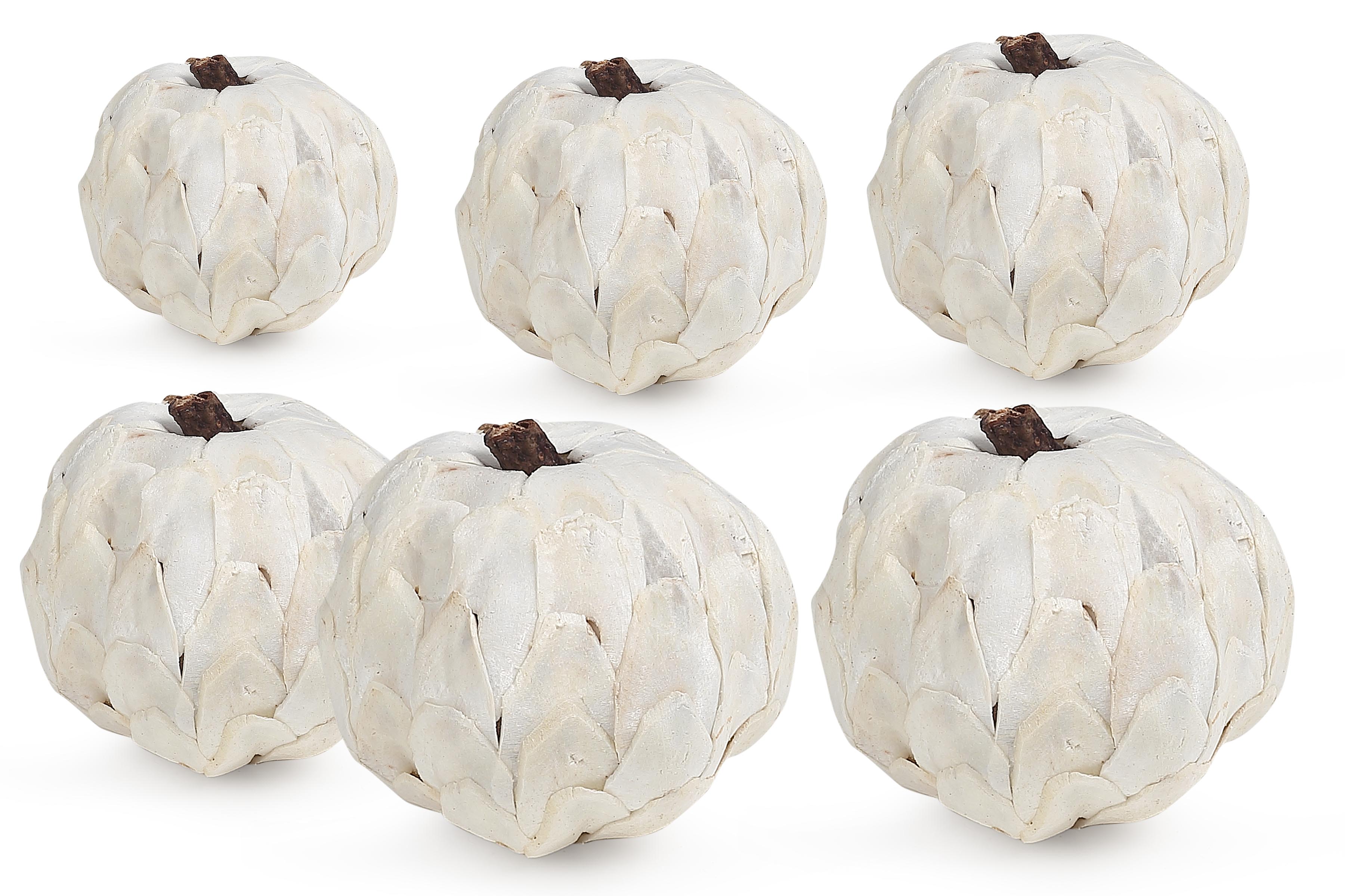 Faux White Pumpkin Decor /Vase Fill - Dia 8 inch (SET OF 6)