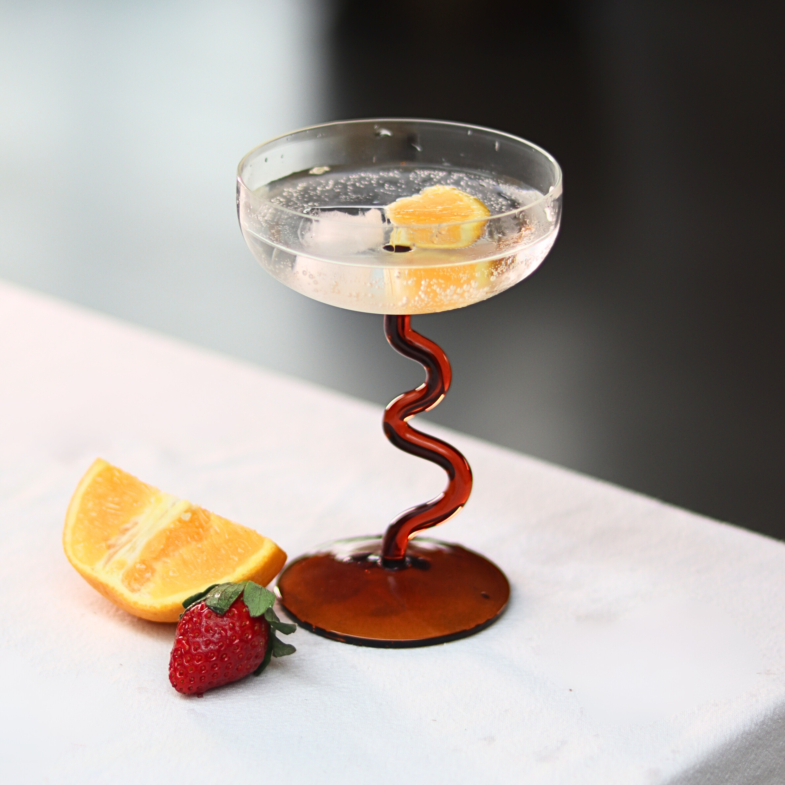Cocktail Swirl Glass - Amber- 3.74 x 3.74 x 5.70 Inches (SET OF 4)