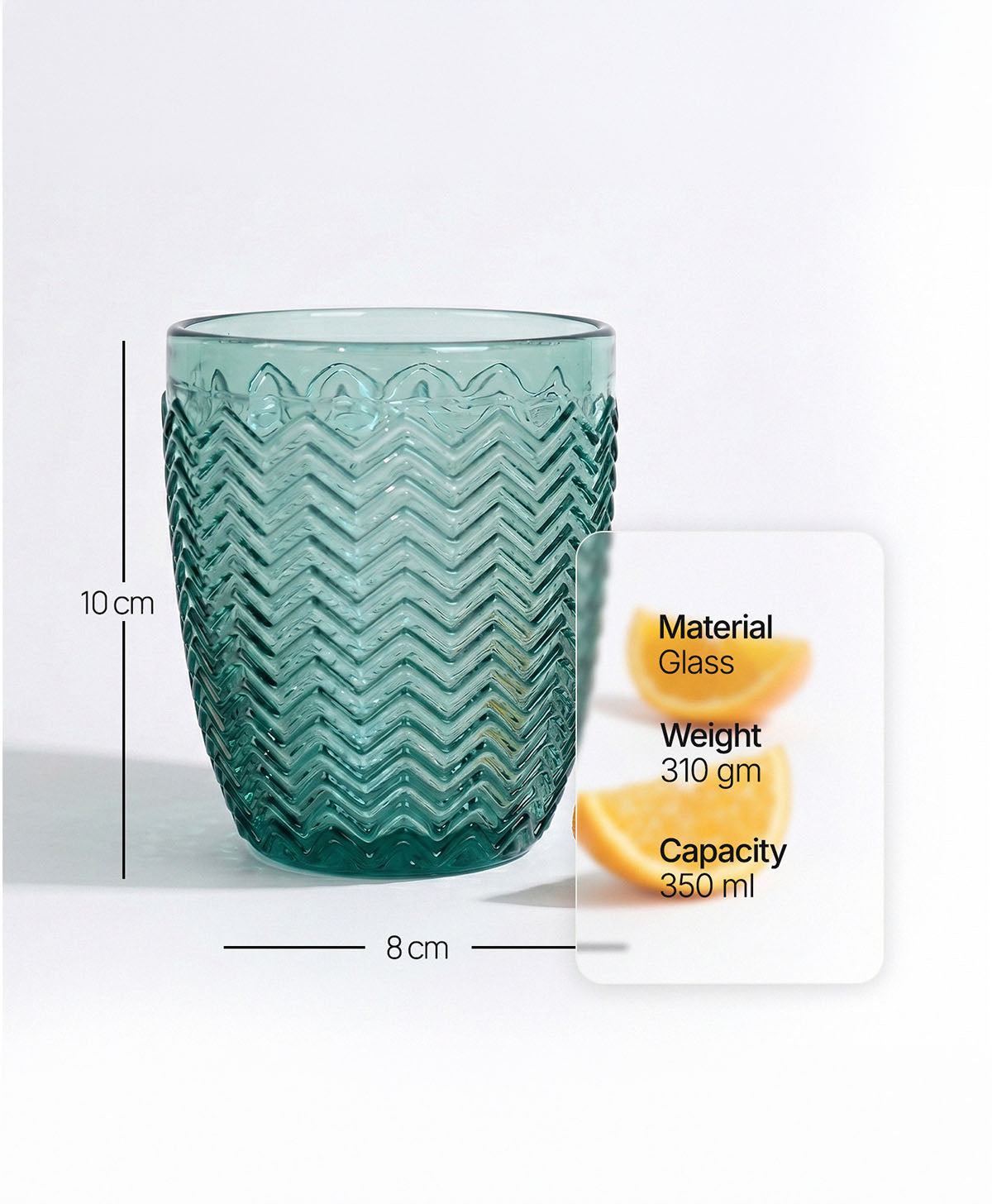 Chevron Glass Drinking Glass | Handcrafted | Set of 4