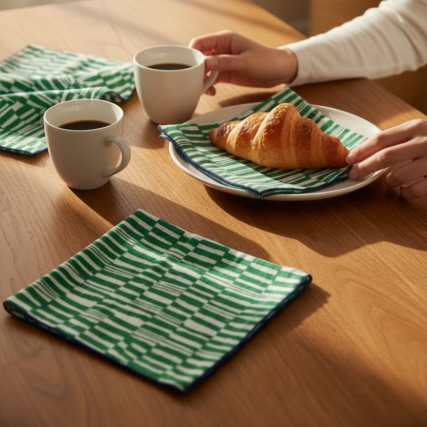 Hand Block Printed Next Door Dinner Napkin 18x18 Inches (Set of 4)