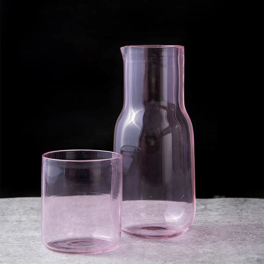 Handcrafted Glass Carafe- Pink
