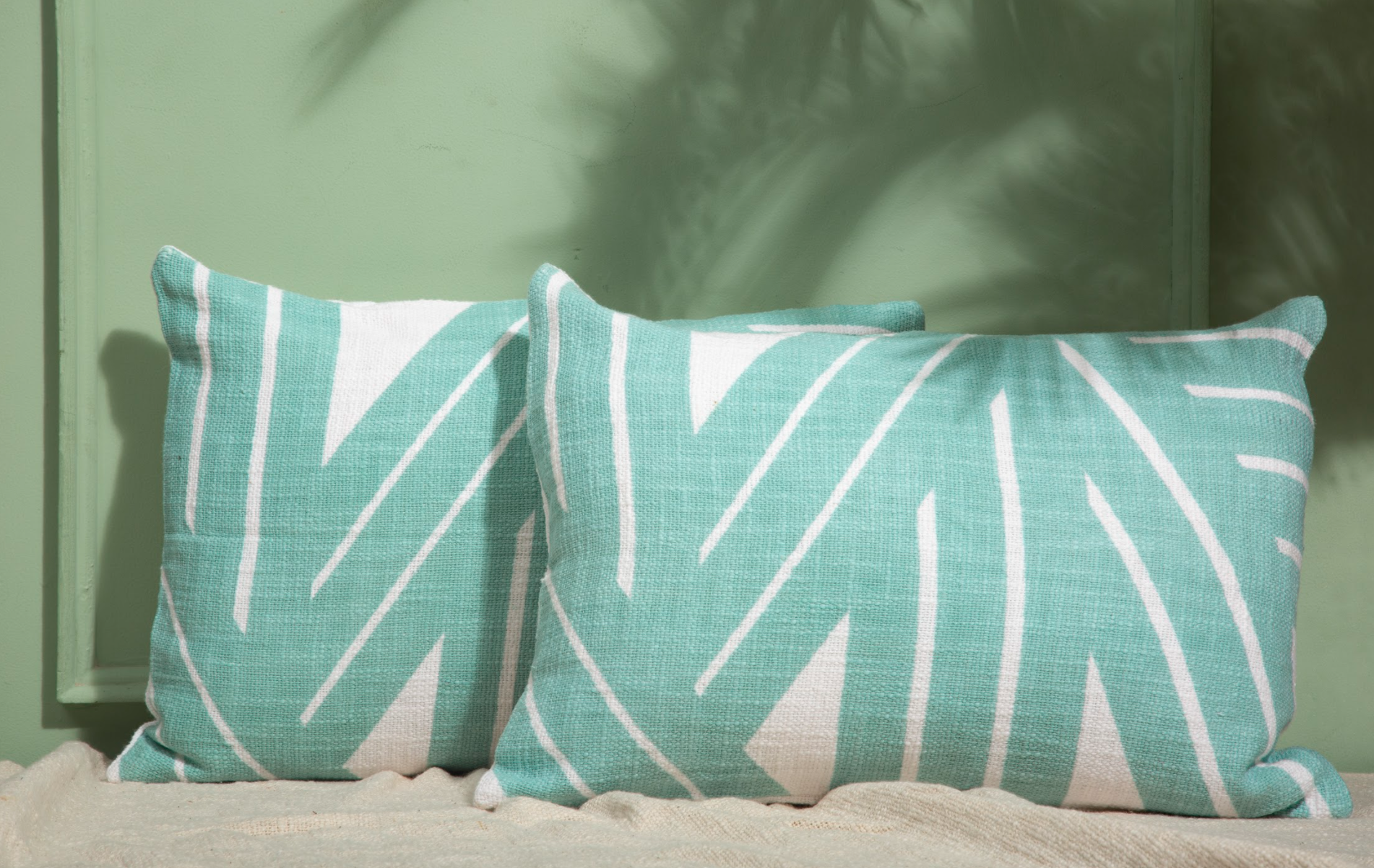 Stripe Sky Throw Pillow, Aqua - 14x20 inch