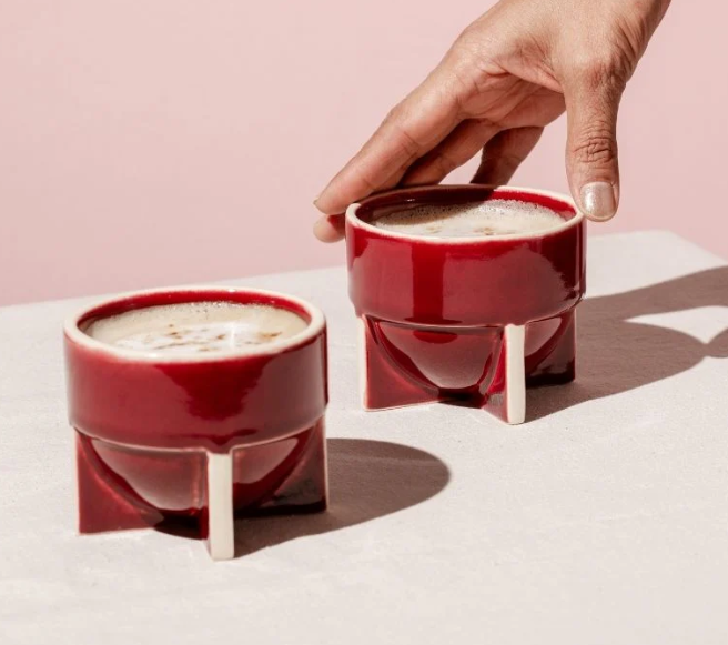 Maroon Pod Cappuccino Cup | Handcrafted Ceramic | Set of 2